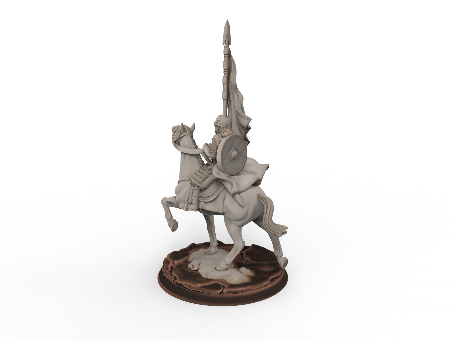 Rohan - West Human on Horse with Banner, Knight of Rohan, the Horse-lords, rider of the mark, Davale, minis for wargame D&D, Lotr...