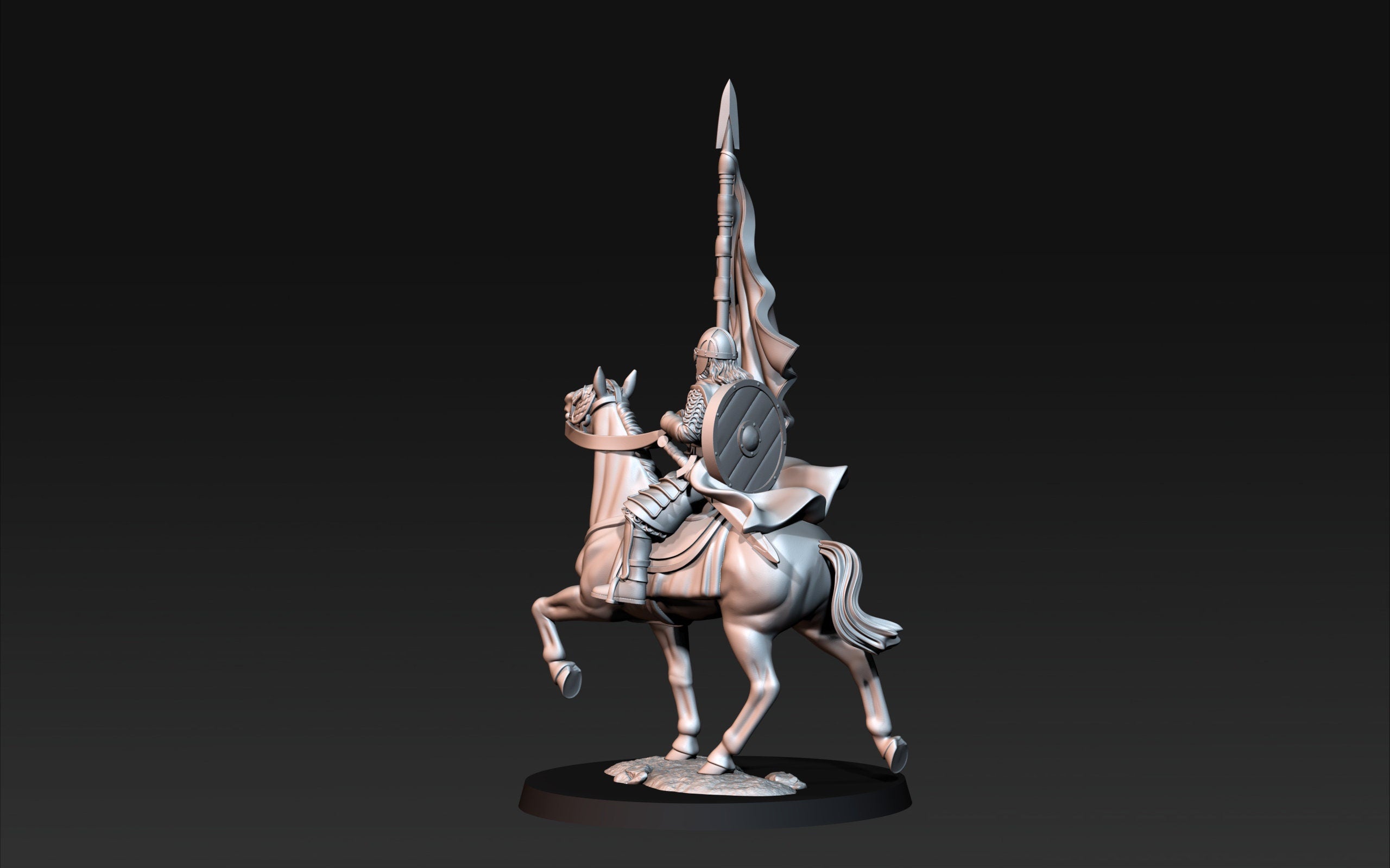 Rohan - West Human on Horse with Banner, Knight of Rohan, the Horse-lords, rider of the mark, Davale, minis for wargame D&D, Lotr...