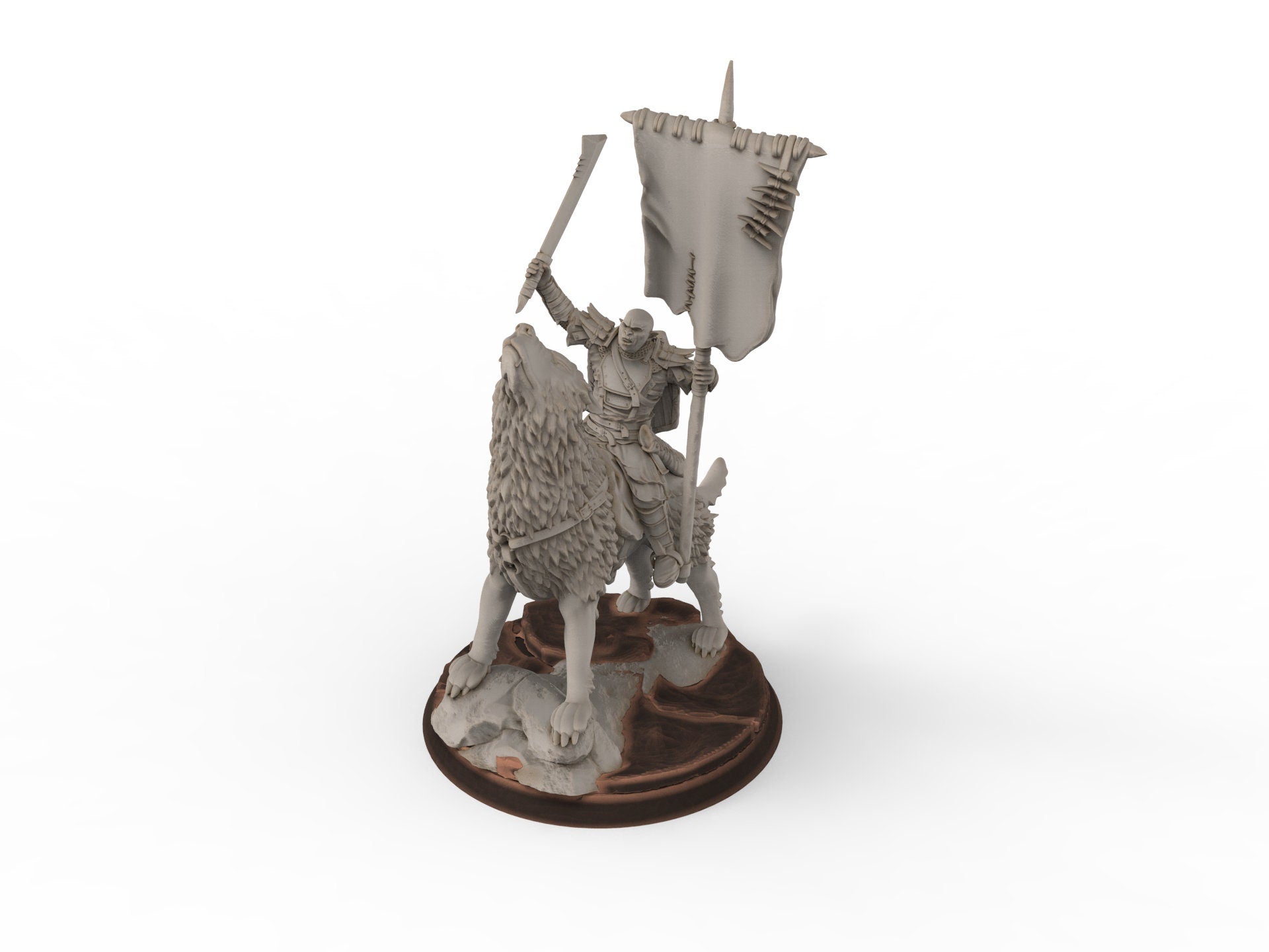 Orc horde - Orc Warg Rider with Banner , Orc warriors warband, Davale, Middle rings miniatures pour wargame D&D, Lotr...