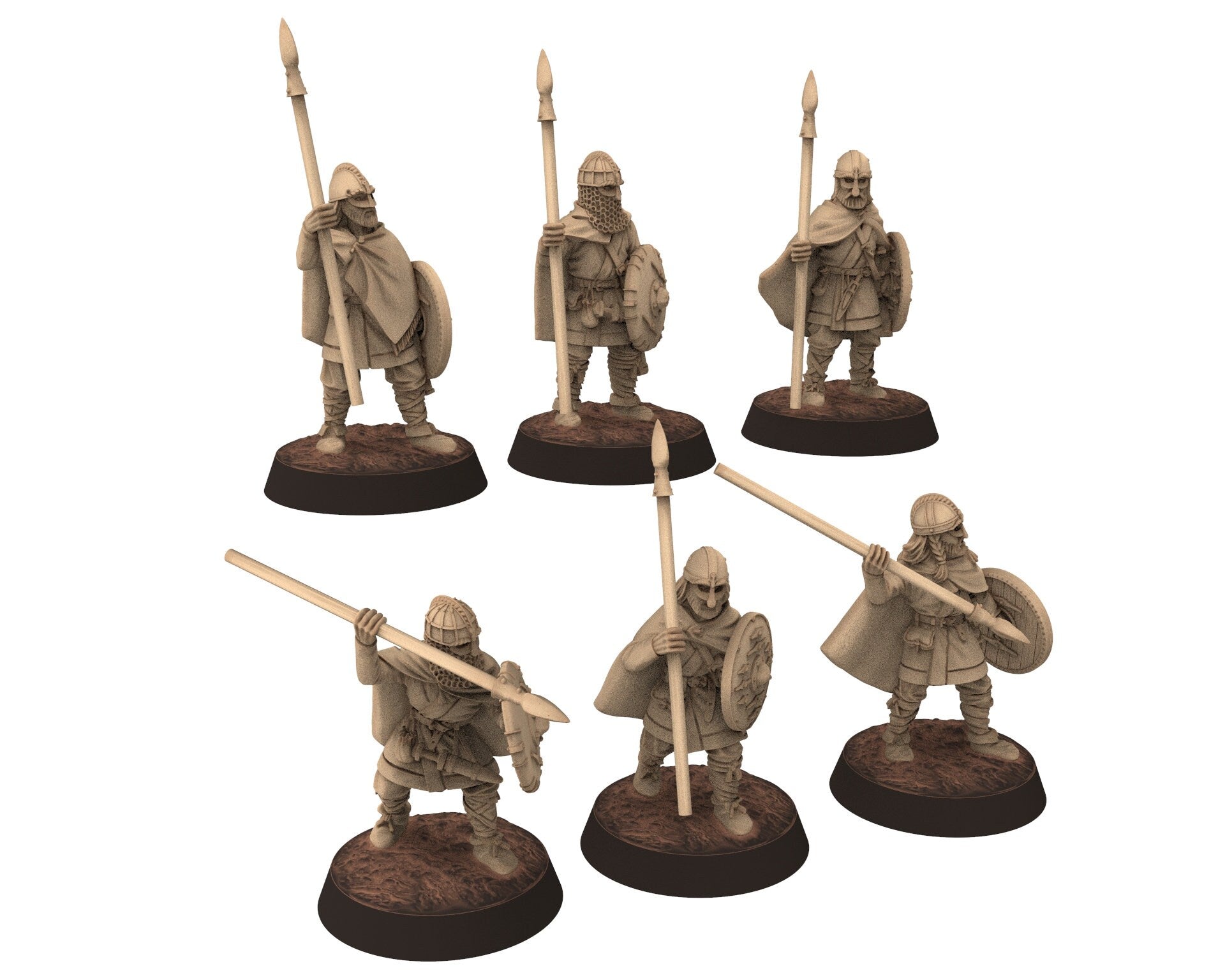 Vendel Era - Spearmen Warriors at rest, Germanic Tribe Warband, 7 century, miniatures 28mm for wargame Historical... Medbury miniature