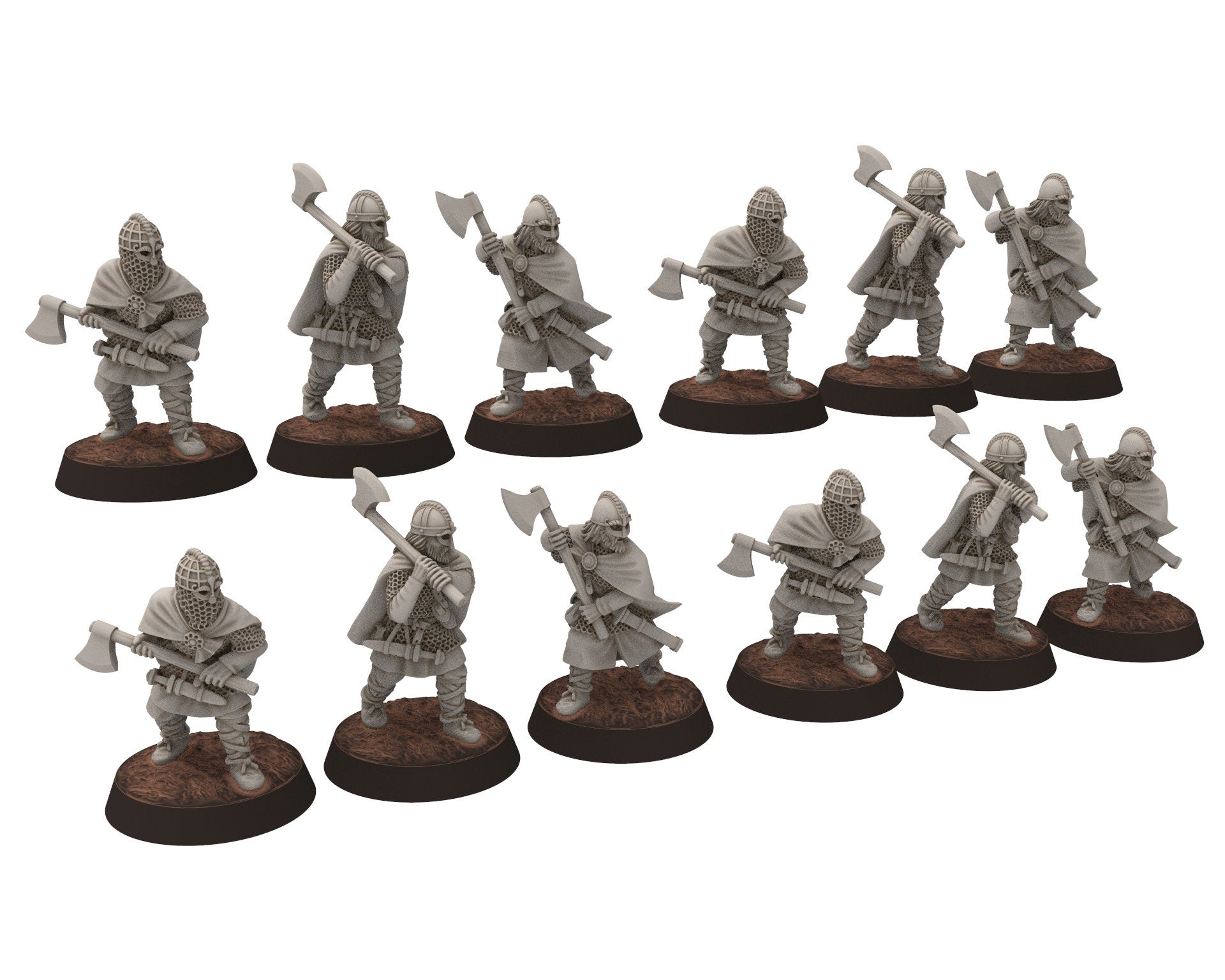 Wildmen - Wildmen Spearmen at rest, Dun warriors warband, Middle rings miniatures for wargame D&D, Lotr... Medbury miniatures