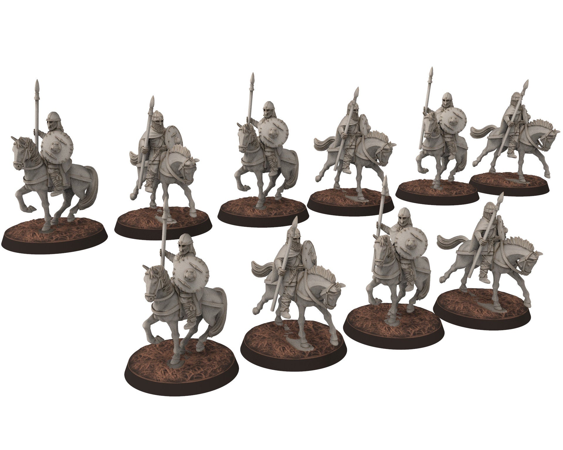 Wildmen - x18 Warhorses, Wildmen - Rohan Cavalry, Dun warriors warband, Middle rings miniatures for wargame D&D, Lotr... Medbury miniatures