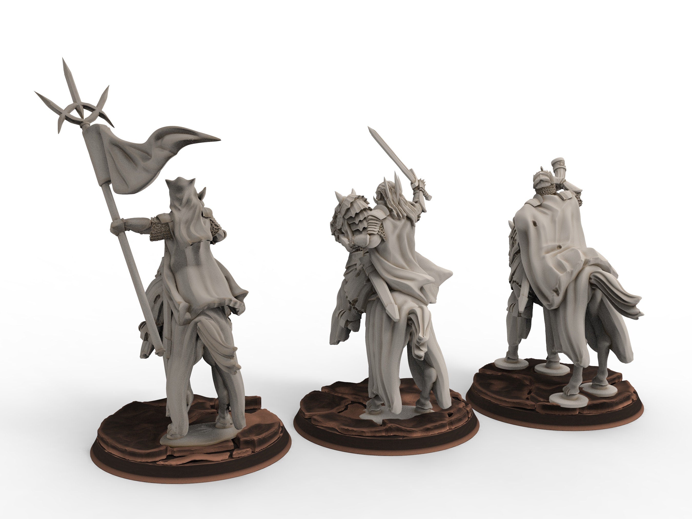 Orcs horde - Dark Souled Staff Mounted, ruins city river, Middle rings miniatures for wargame D&D, Lotr.. Khurzluk Miniatures
