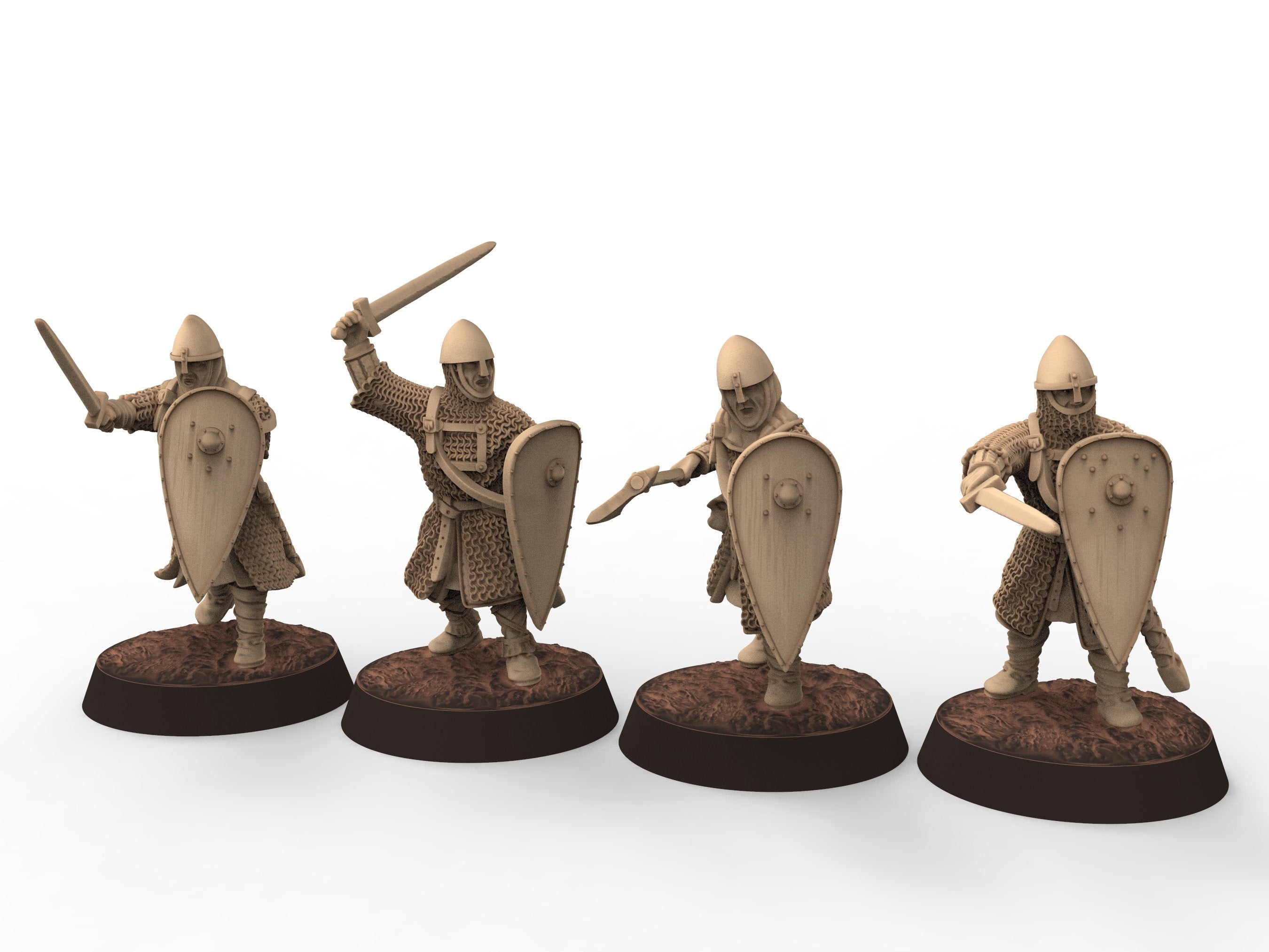 Medieval - Norman knights on Foot V1, 11th century, Norman dynasty, Medieval soldiers, 28mm Historical Wargame, Saga... Medbury miniatures