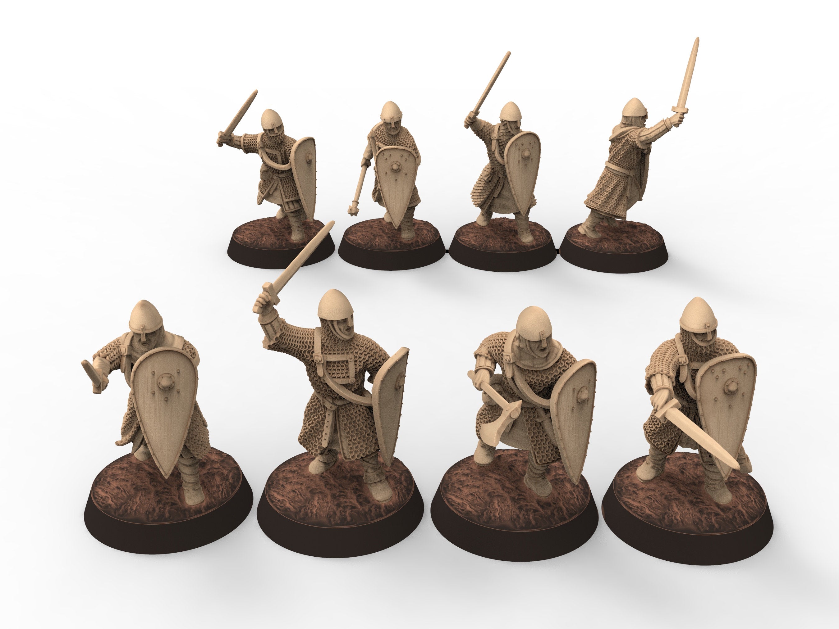 Medieval - Norman knights on Foot V1, 11th century, Norman dynasty, Medieval soldiers, 28mm Historical Wargame, Saga... Medbury miniatures