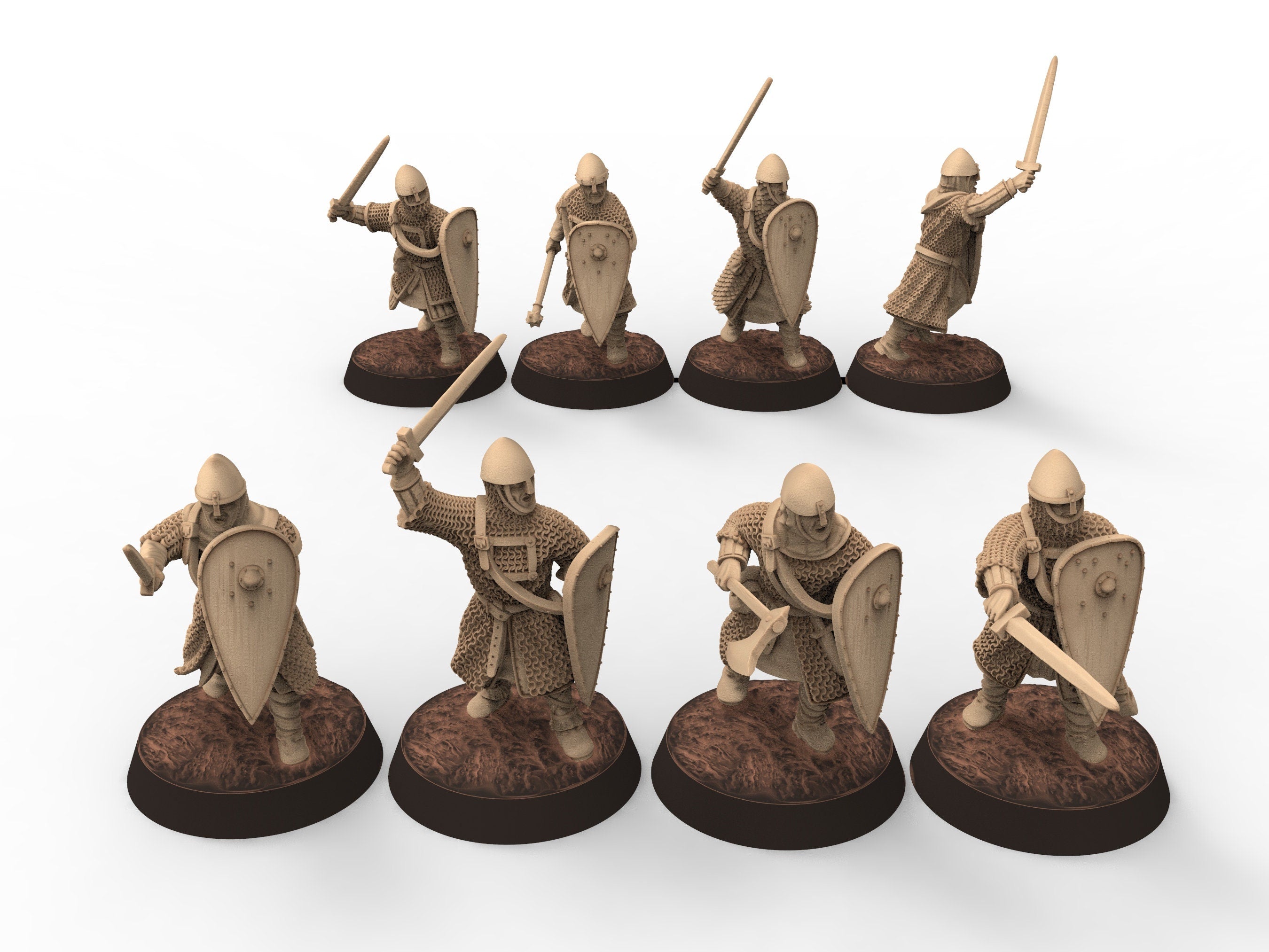 Medieval - Norman knights on Foot, 11th century, Norman dynasty, Medieval soldiers, 28mm Historical Wargame, Saga... Medbury miniatures