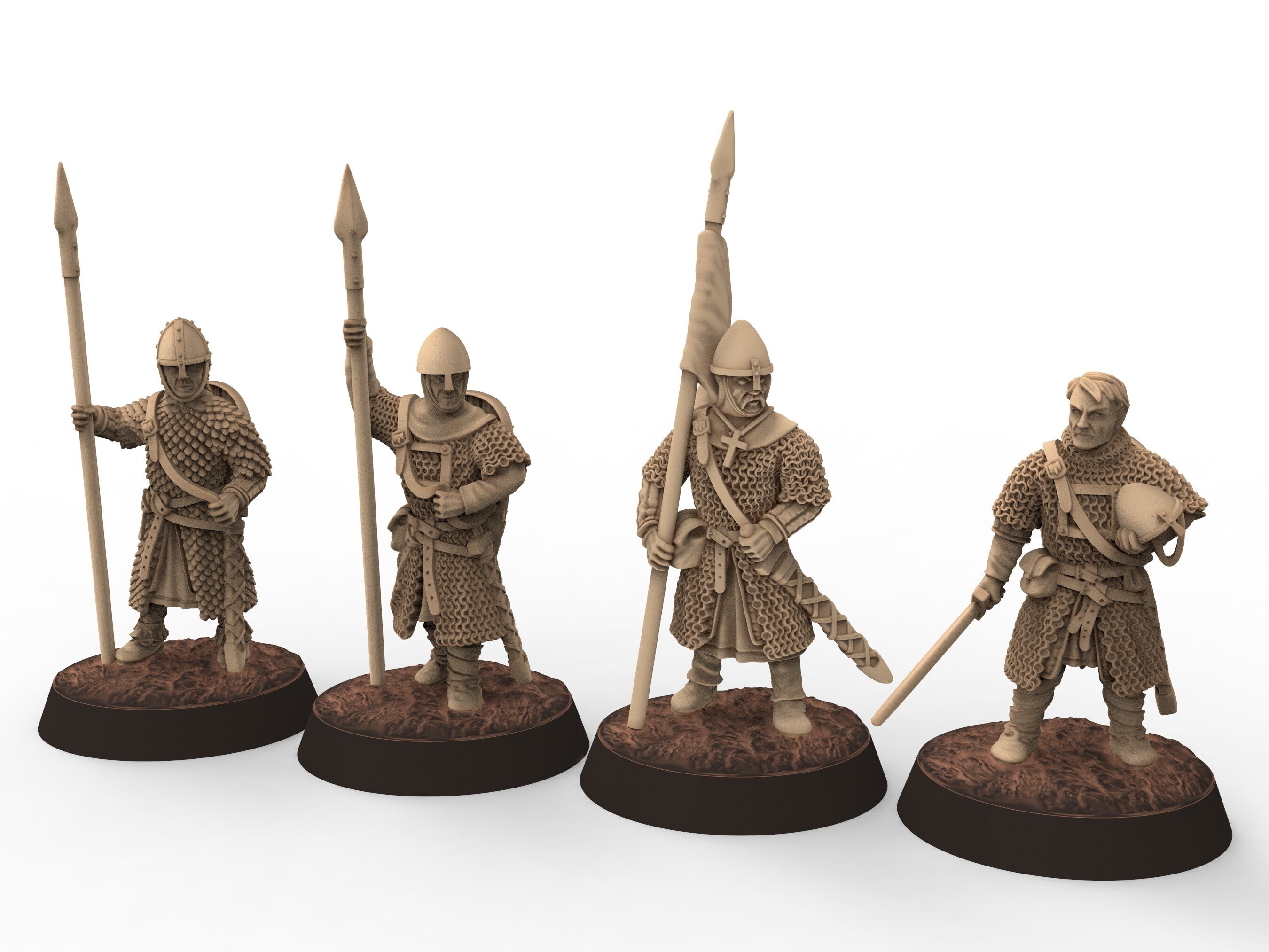 Medieval - Norman knights on Foot V1, 11th century, Norman dynasty, Medieval soldiers, 28mm Historical Wargame, Saga... Medbury miniatures