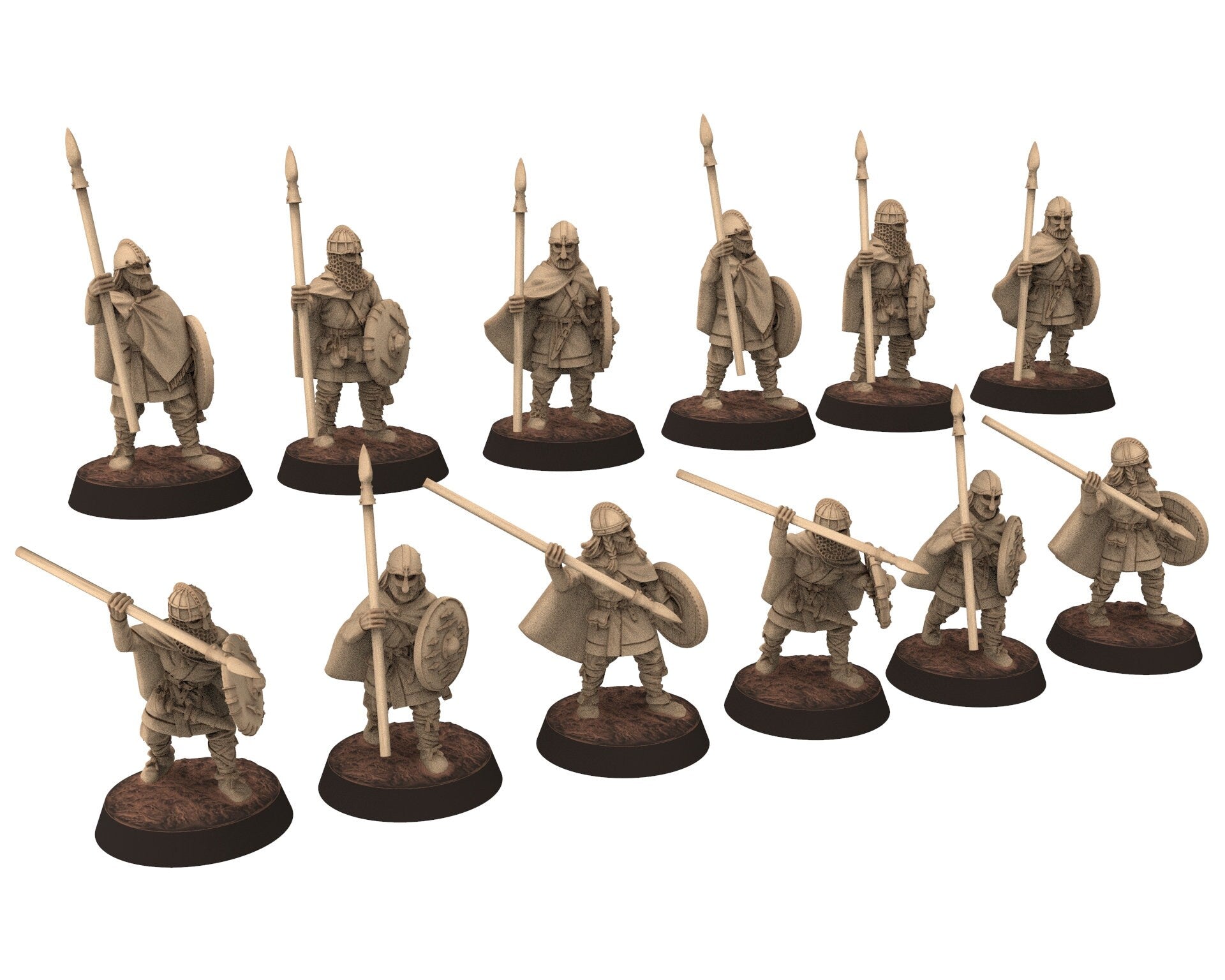 Vendel Era - Spearmen Warriors at rest, Germanic Tribe Warband, 7 century, miniatures 28mm for wargame Historical... Medbury miniature