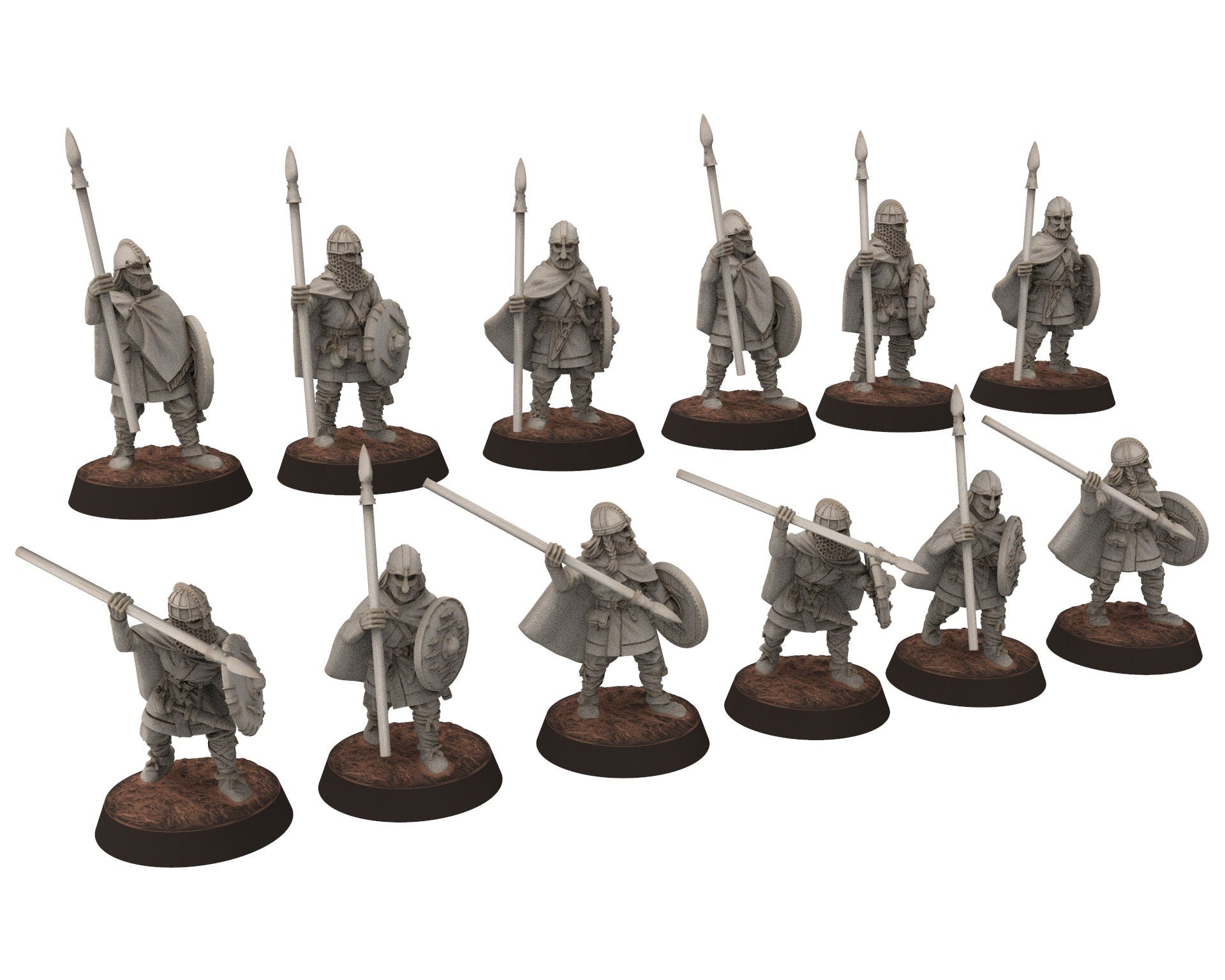 Wildmen - Wildmen heavy Axemen with shield, Dun warriors warband, Middle rings miniatures for wargame D&D, Lotr... Medbury miniatures