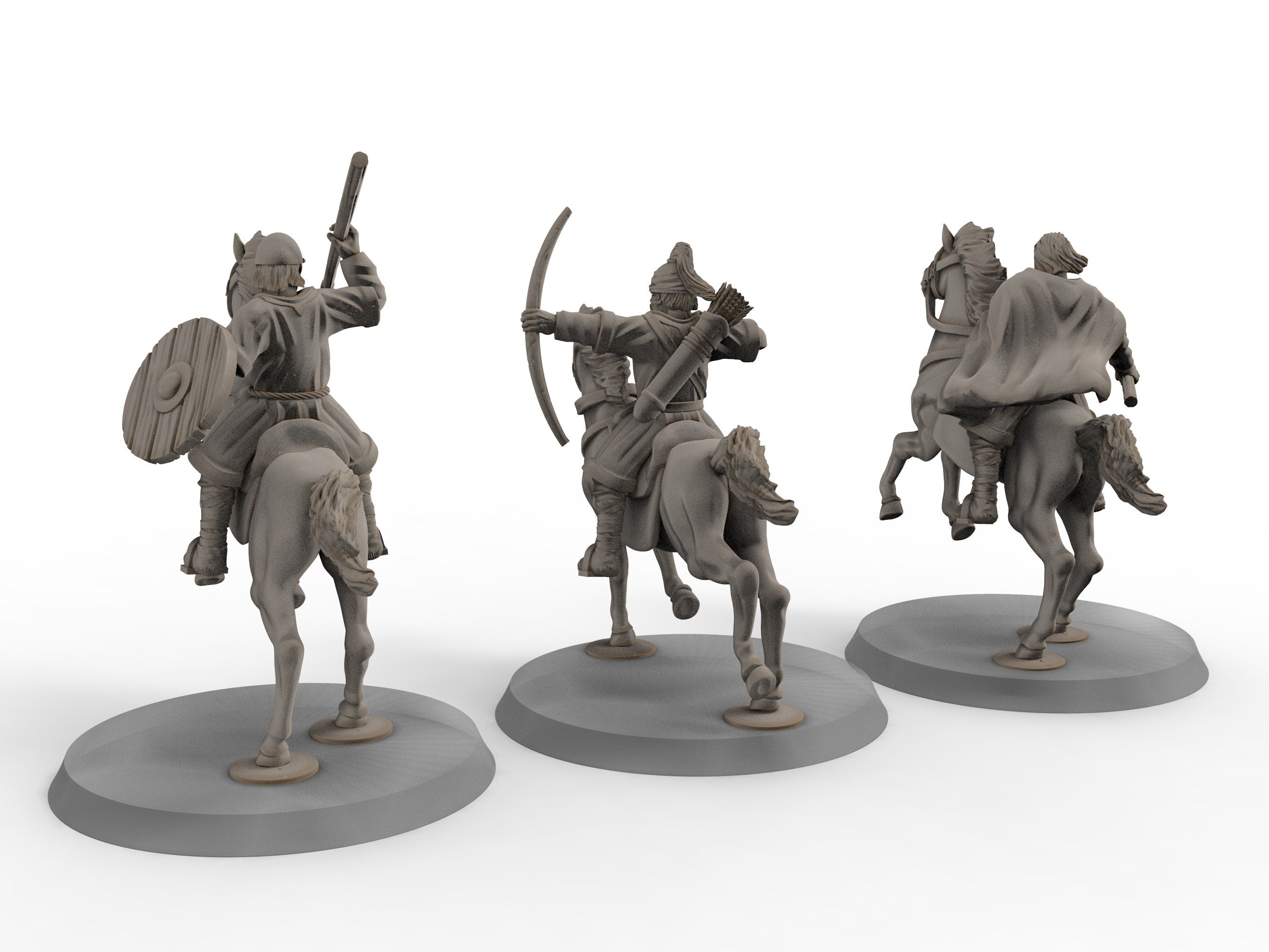 Rohan - Militia on Horses, Kingdom of Rohan, the Horse-lords, rider of the mark, minis for wargame D&D, Lotr...