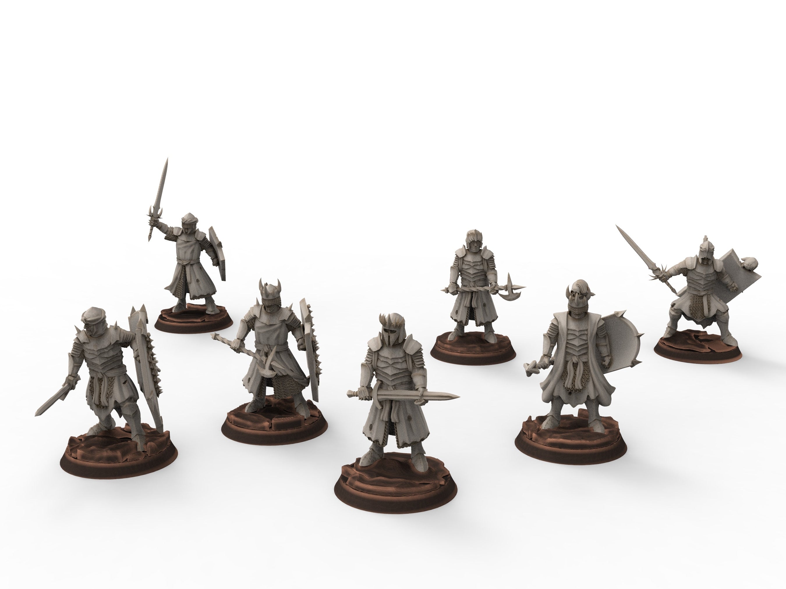 Orcs horde - Dark Souled Staff on Foot, ruins city river, Middle rings miniatures for wargame D&D, Lotr.. Khurzluk Miniatures