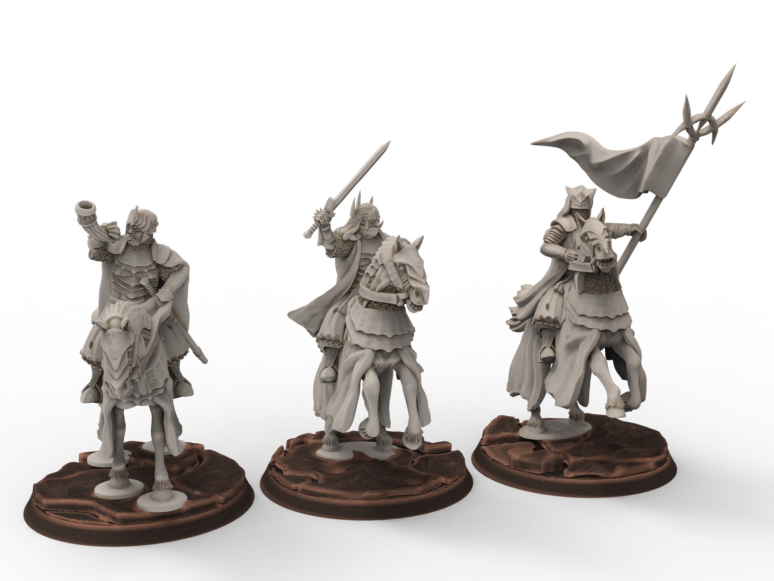 Orcs horde - Dark Souled Staff Mounted, ruins city river, Middle rings miniatures for wargame D&D, Lotr.. Khurzluk Miniatures