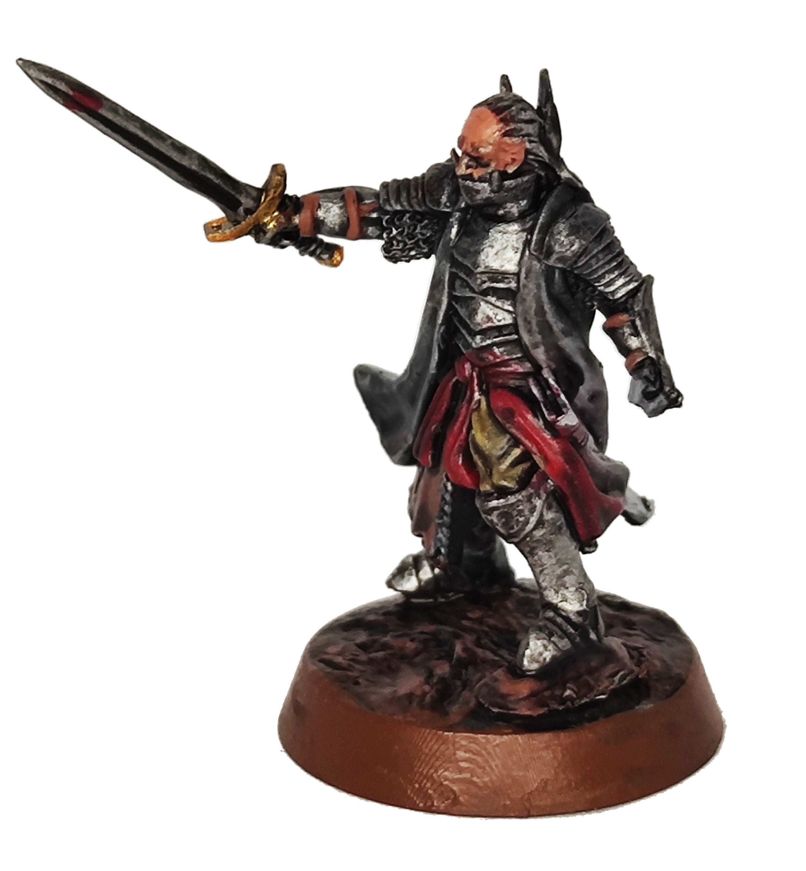 Orcs horde - Dark Souled Staff on Foot, ruins city river, Middle rings miniatures for wargame D&D, Lotr.. Khurzluk Miniatures