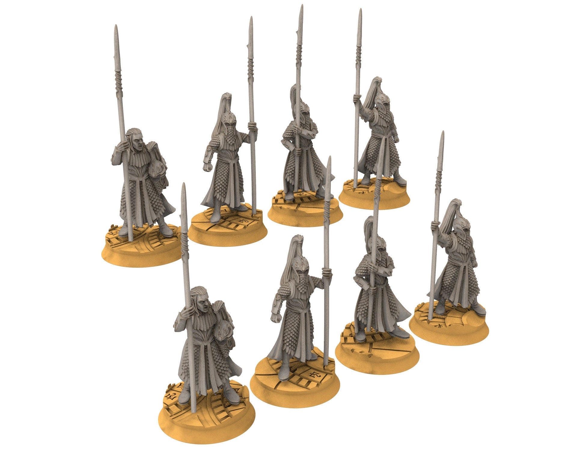Darkwood - King royal guards pikemen Forest Warriors Version 2 - pike, Middle rings miniatures for wargame D&D, Lotr, Medbury miniatures