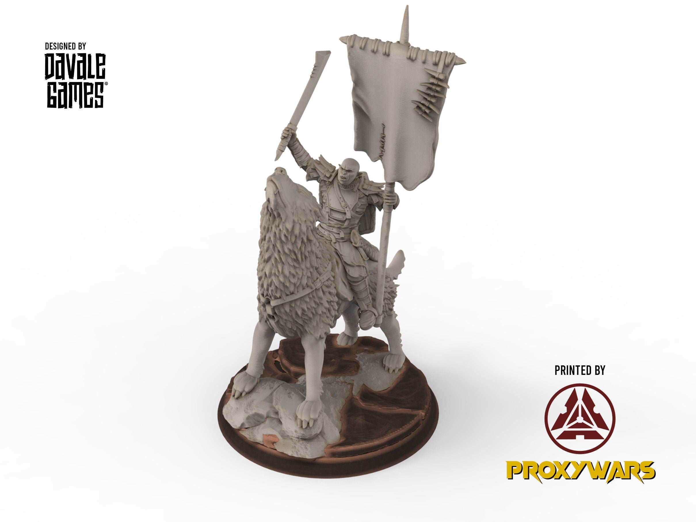 Orc horde - Orc Warg Rider with Banner , Orc warriors warband, Davale, Middle rings miniatures pour wargame D&D, Lotr...