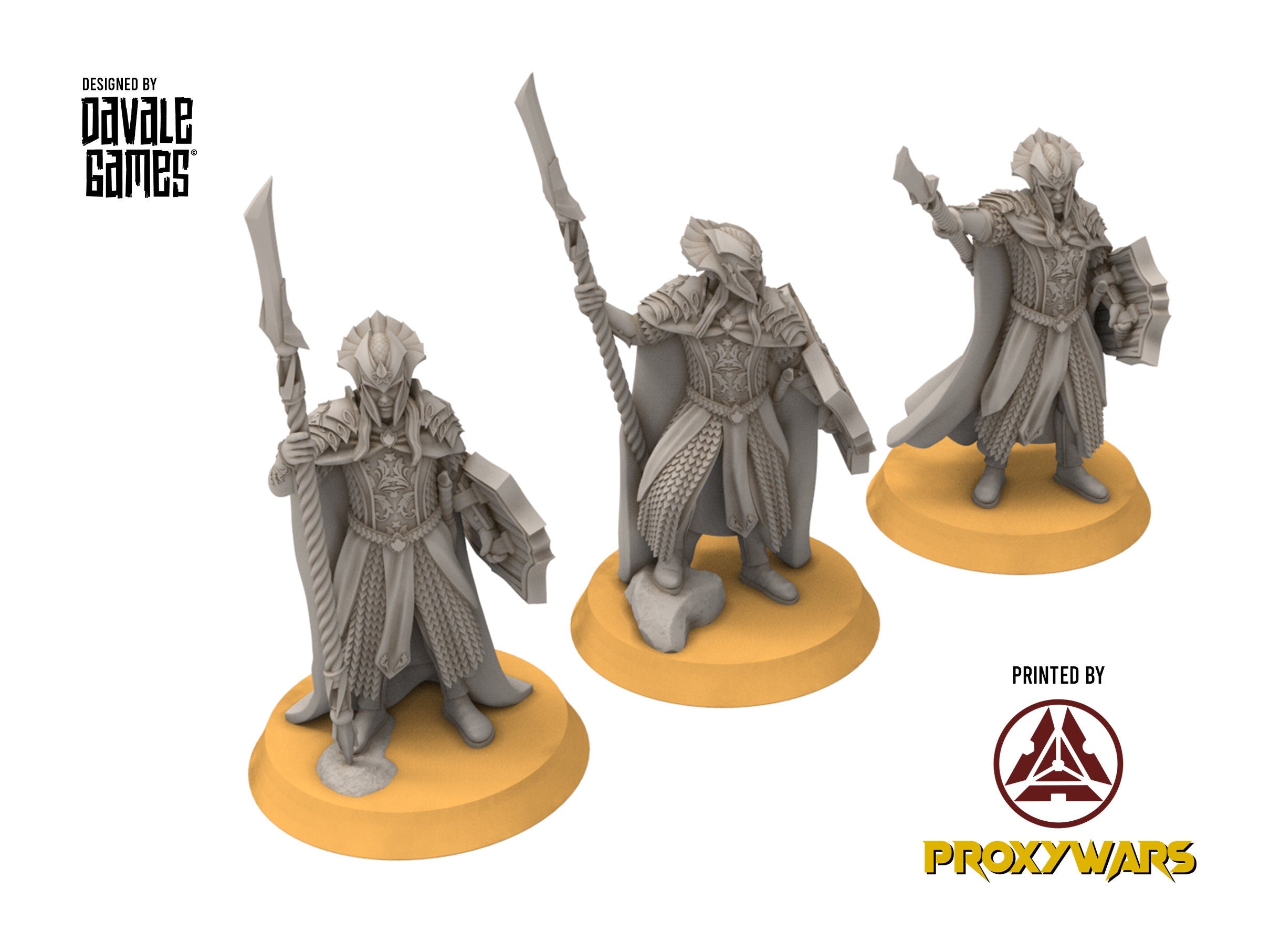 Darkwood - Forest King Guard - Spear, Middle rings miniatures pour wargame D&D, SDA...