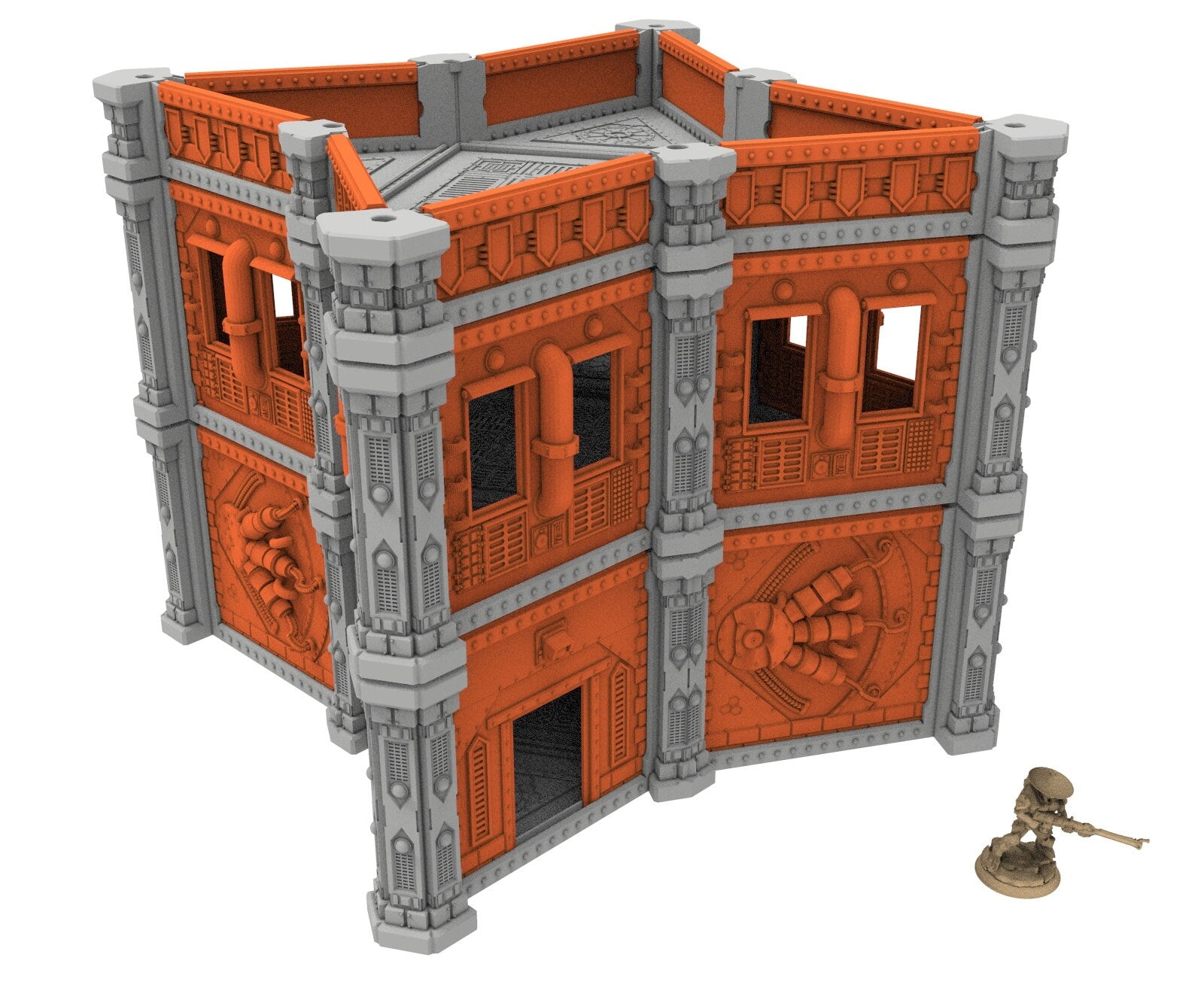 Industrial building printed in PLA and resin usable for warmachine, Damocles, One Page Rule, Firefight, infinity, scifi wargame...