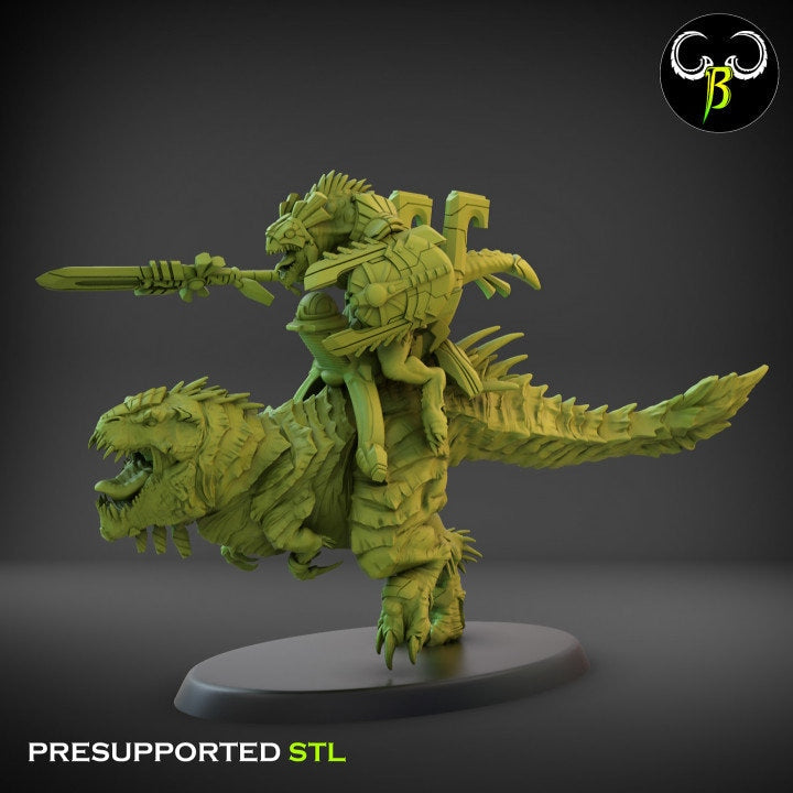 Lost temple - Carnadon Rider lizardmen usable for wargames, Oldhammer, battle, king of wars, 9th age, dungeons and dragons