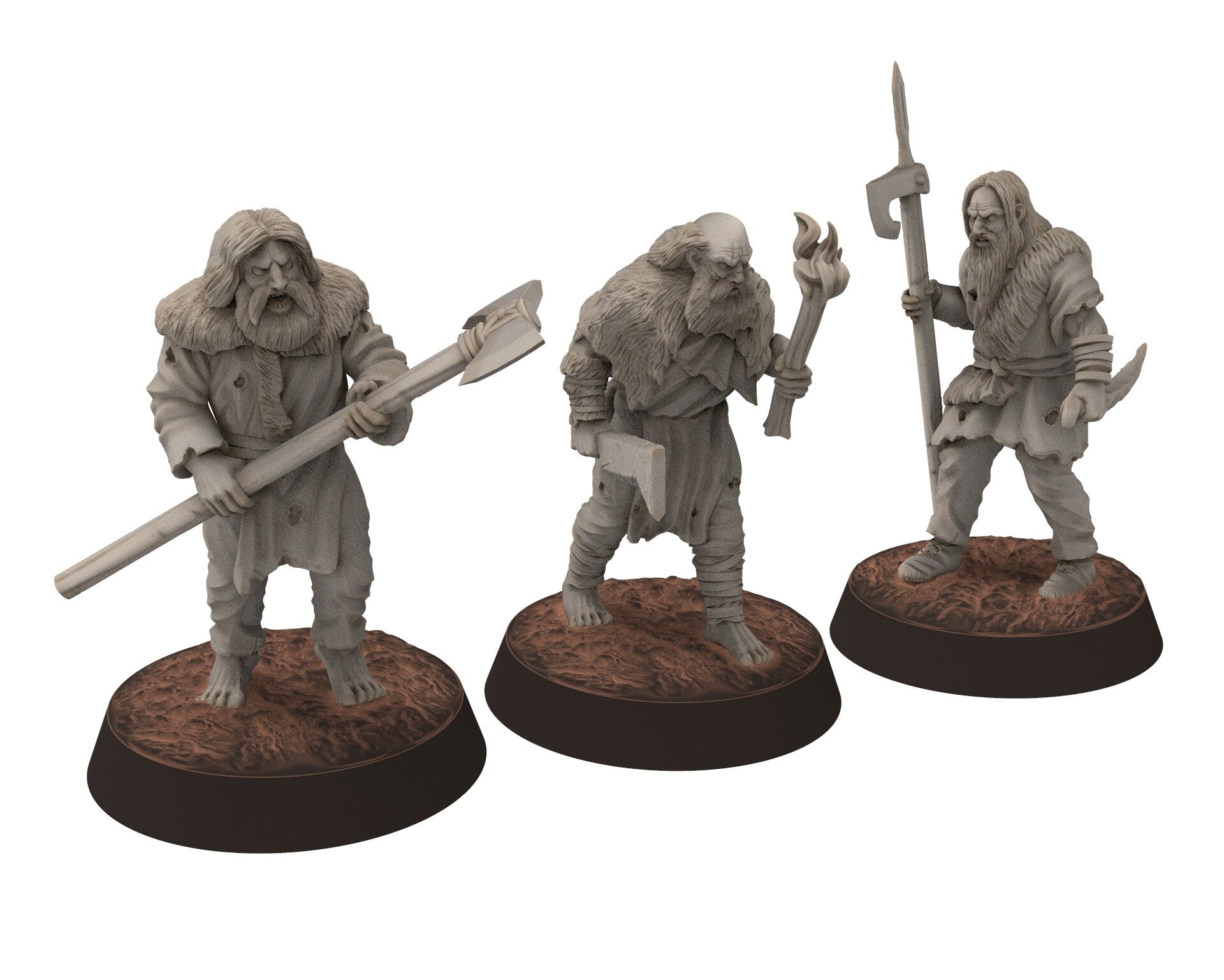 Wildmen - Hillmen Berzerkers, Mountaign angry warriors warband, Middle rings miniatures for wargame D&D, Lotr... Khurzluk Miniatures
