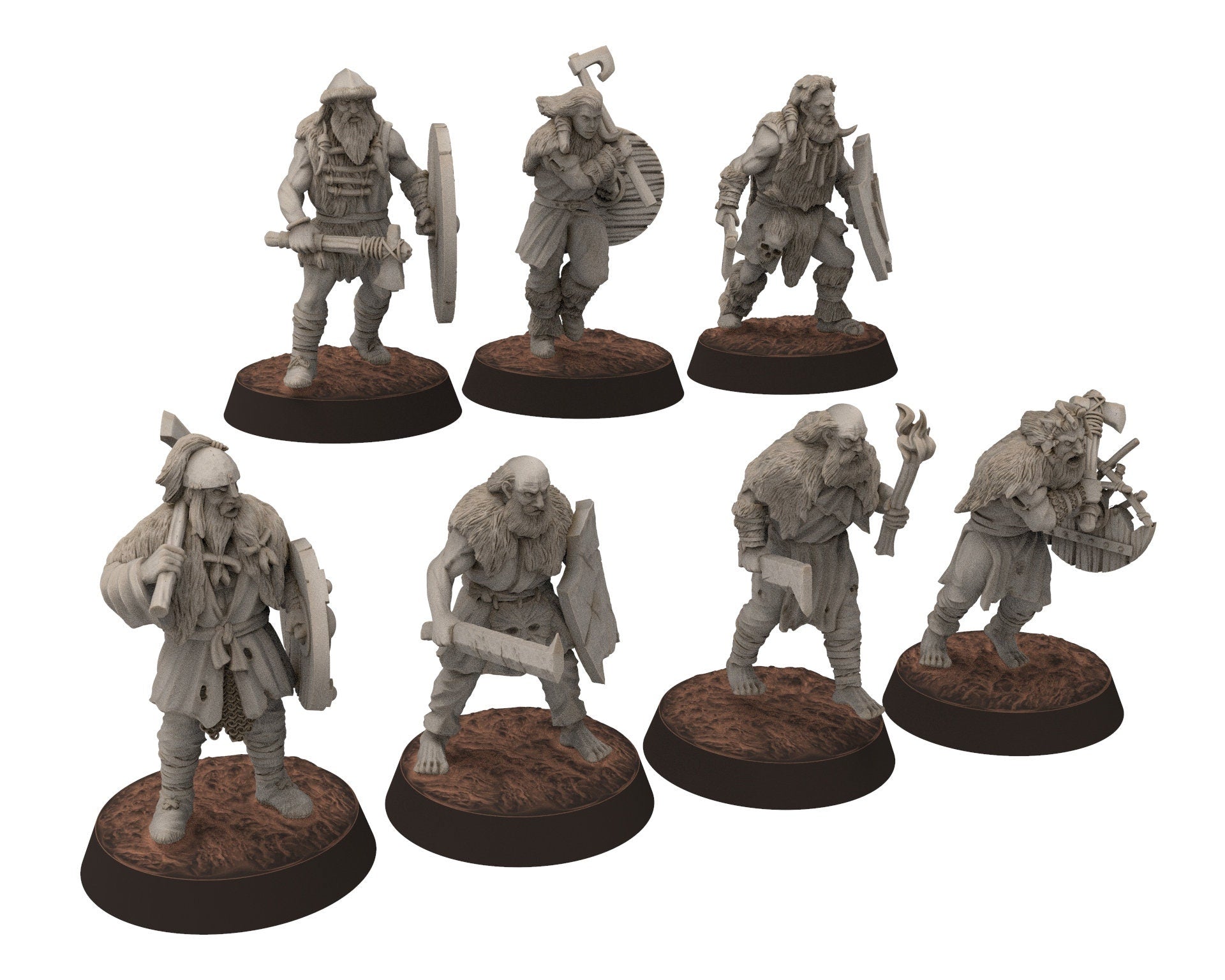 Wildmen - Hillmen Berzerkers, Mountaign angry warriors warband, Middle rings miniatures for wargame D&D, Lotr... Khurzluk Miniatures