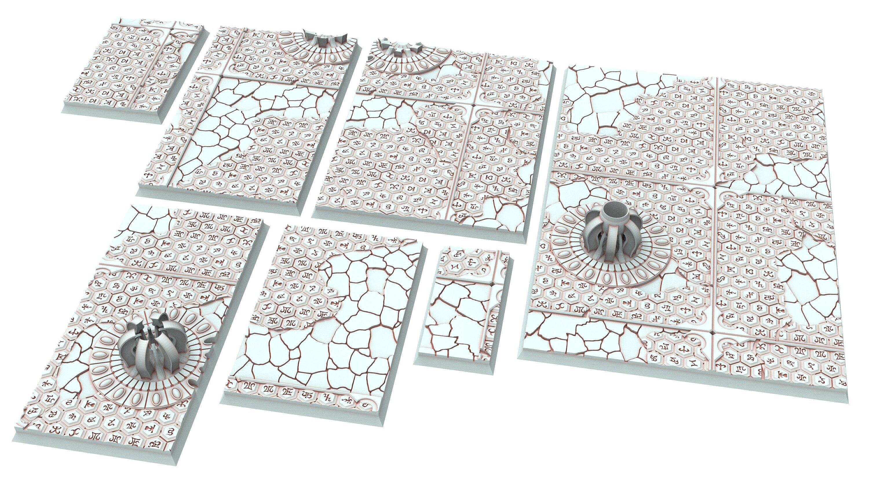 Dark City - Textured Rectangular Bases, lot of 50mm to 150mm DRKCT Eldar fantasy runic ground usable for Oldhammer, 9th age, King of war...