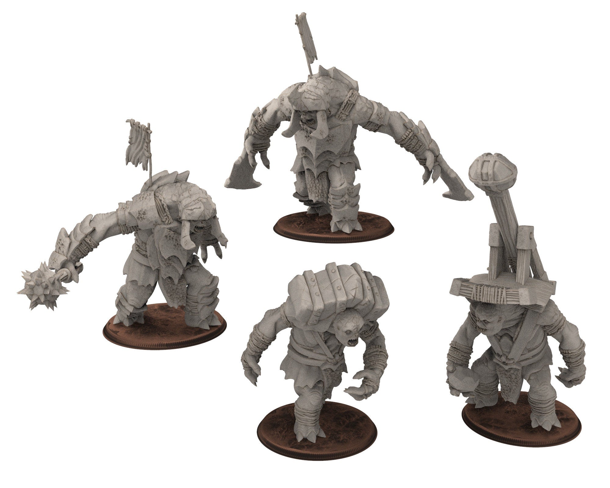 Orcs horde - Giant Troll Warriors, Last guardians, ruins city river, Middle rings miniatures for wargame D&D, Lotr.. Khurzluk Miniatures