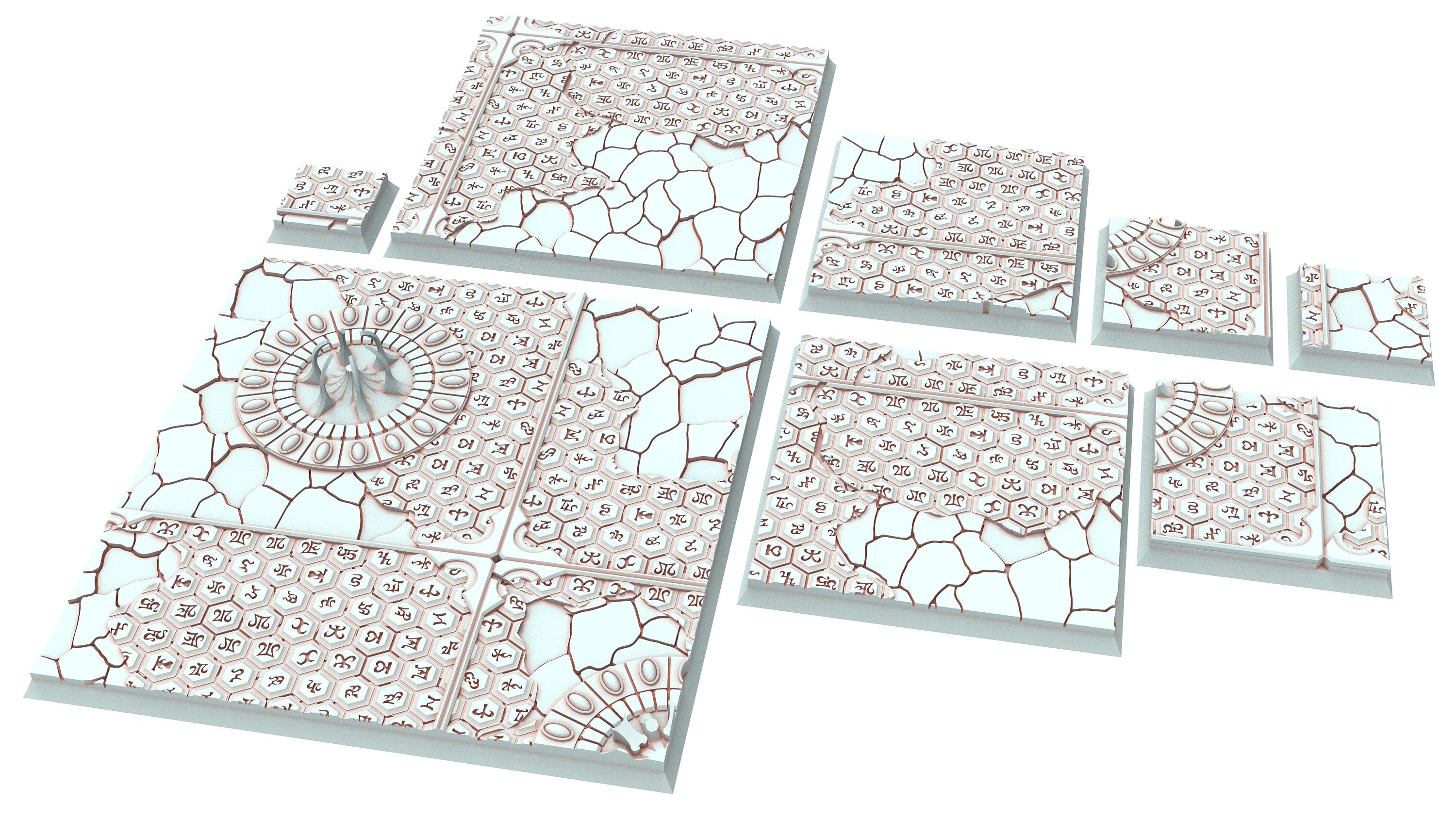 Dark City Elves - Lot of 20mm to 100mm square bases & textures usable for Oldhammer, 9th age, King of war, DnD, Confrontation, wargame...