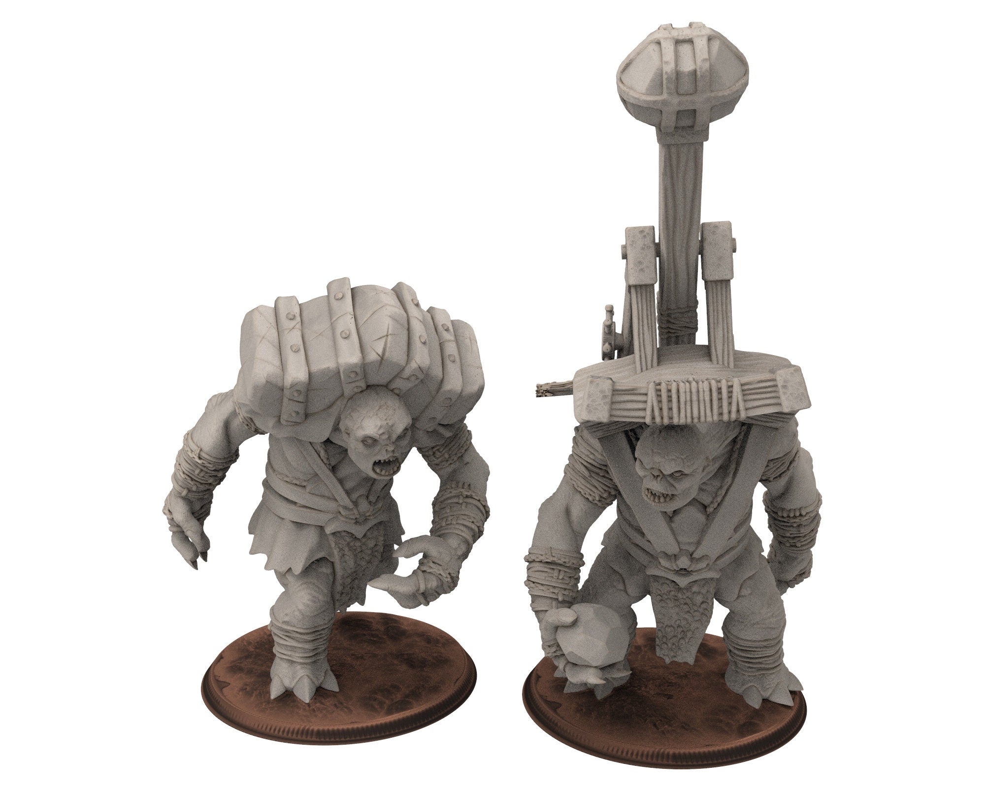 Orcs horde - Giant Troll Artillery, Last guardians, ruins city river, Middle rings miniatures for wargame D&D, Lotr.. Khurzluk Miniatures