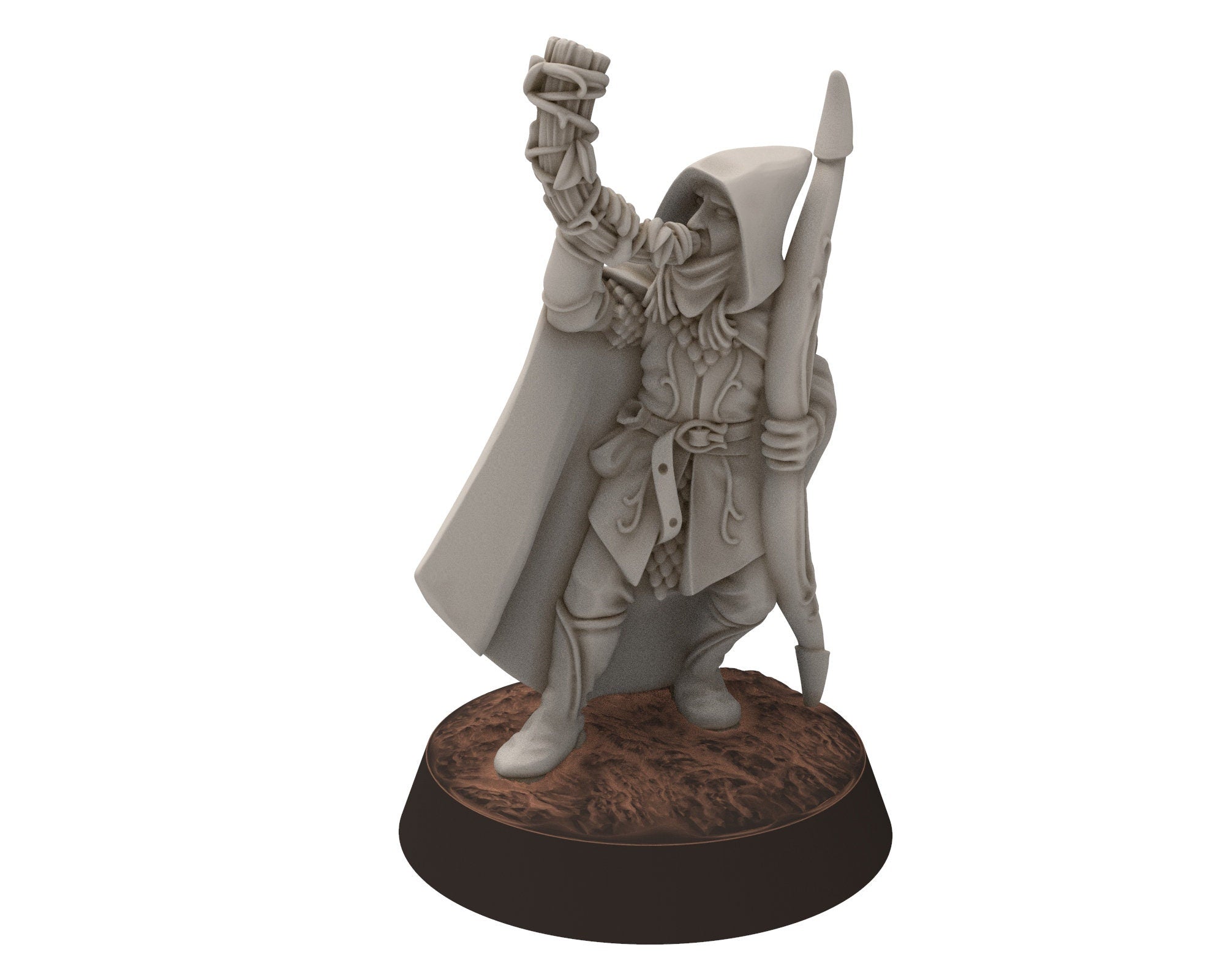Darkwood - Rangers Wood elves Warriors Leader with Bows, Middle rings miniatures for wargame D&D, LOTR, Medbury miniatures