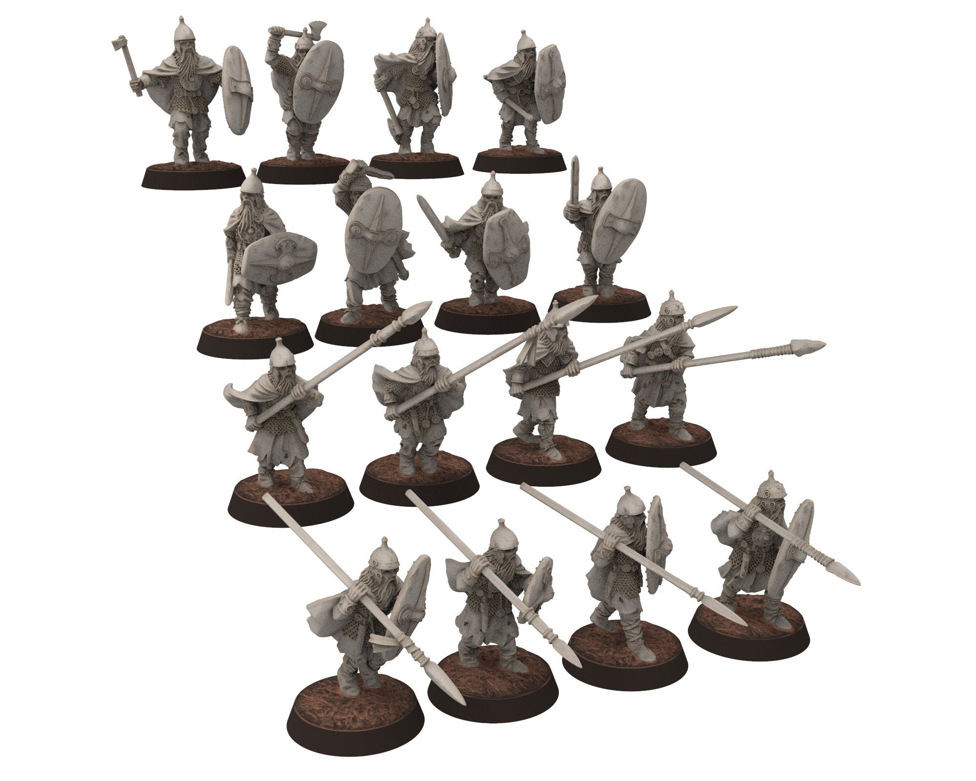 Undead Ghosts - Ghosty Gaul specters of the old war with Swords and Shield, under the mountain, miniatures for wargame D&D, LOTR...
