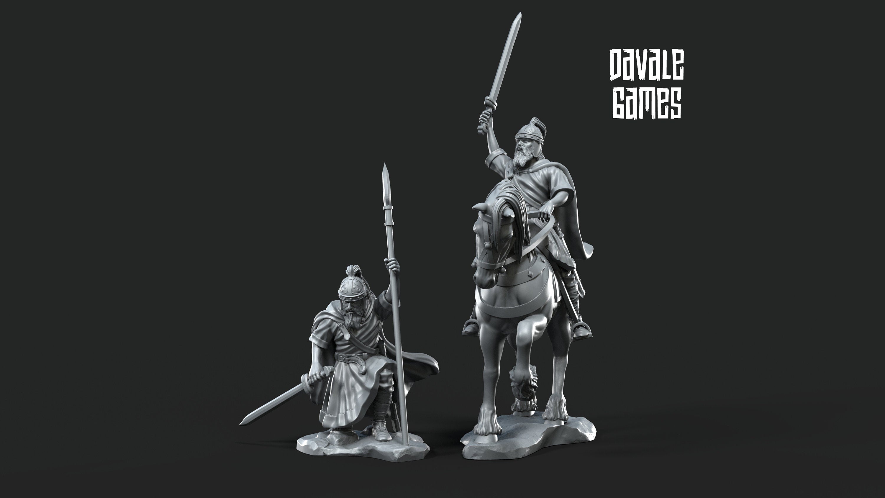 Visigoths - Visigoths king on foot and mounted - Historical, davale games, for Wargames, Pathfinder, Dungeons & Dragons