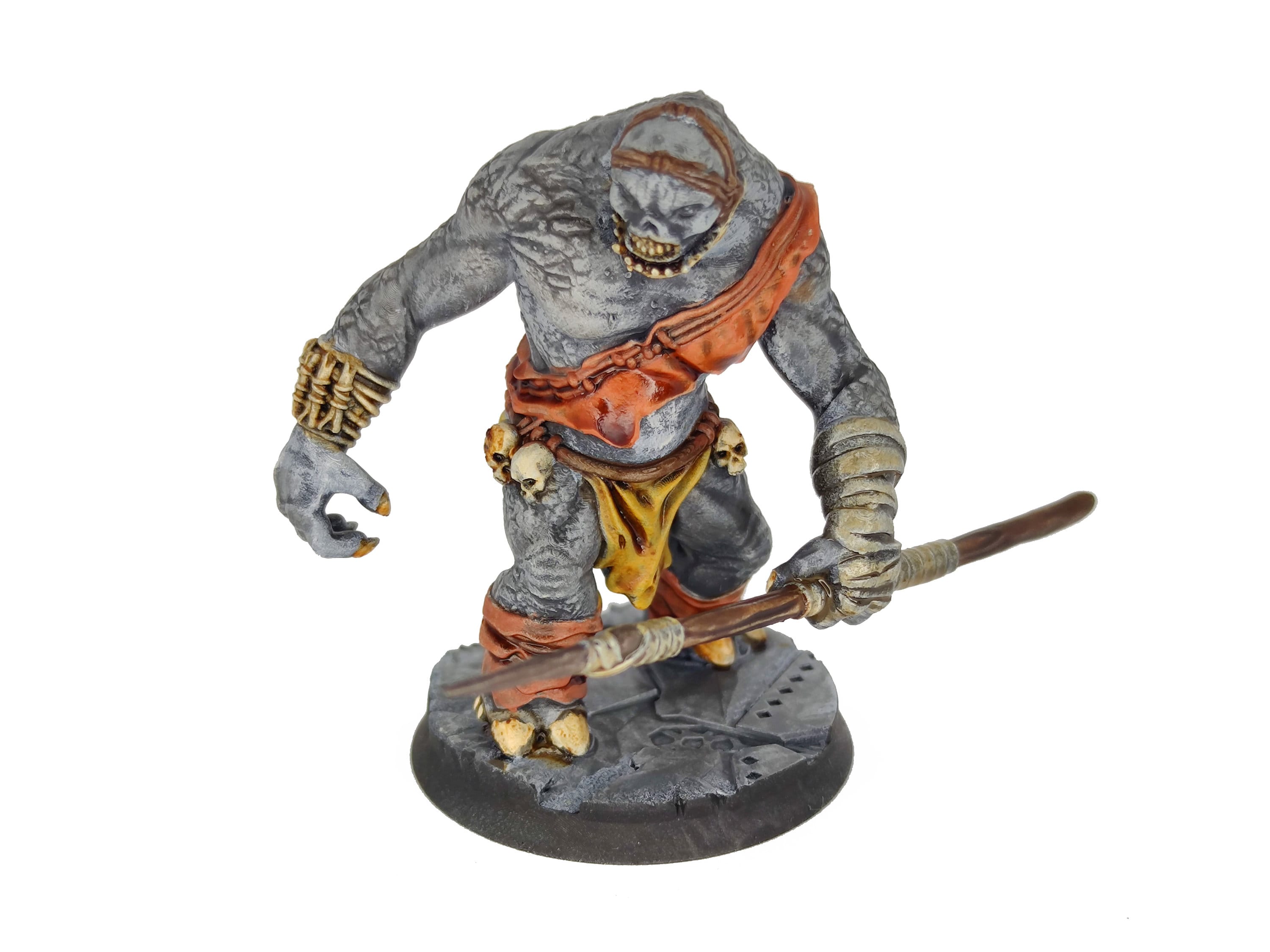 Goblin cave - Savage cave troll warriors with club fighting a Dwarf in a mine, Middle rings miniatures for wargame D&D, Lotr...