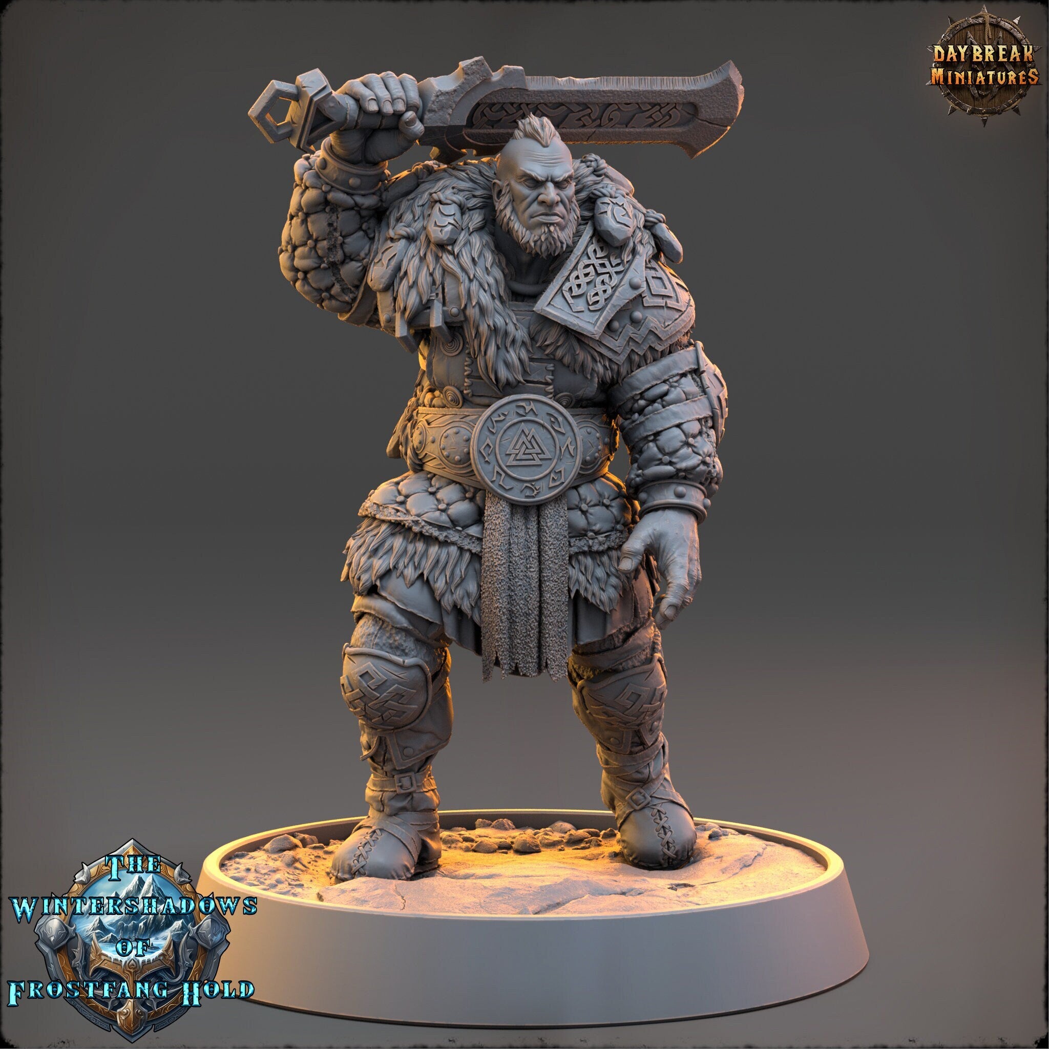 Vikings - Eirik Frostbeard - The Wintershadows of Frostfang Hold, daybreak miniatures, for Wargames, Pathfinder, Dungeons & Dragons