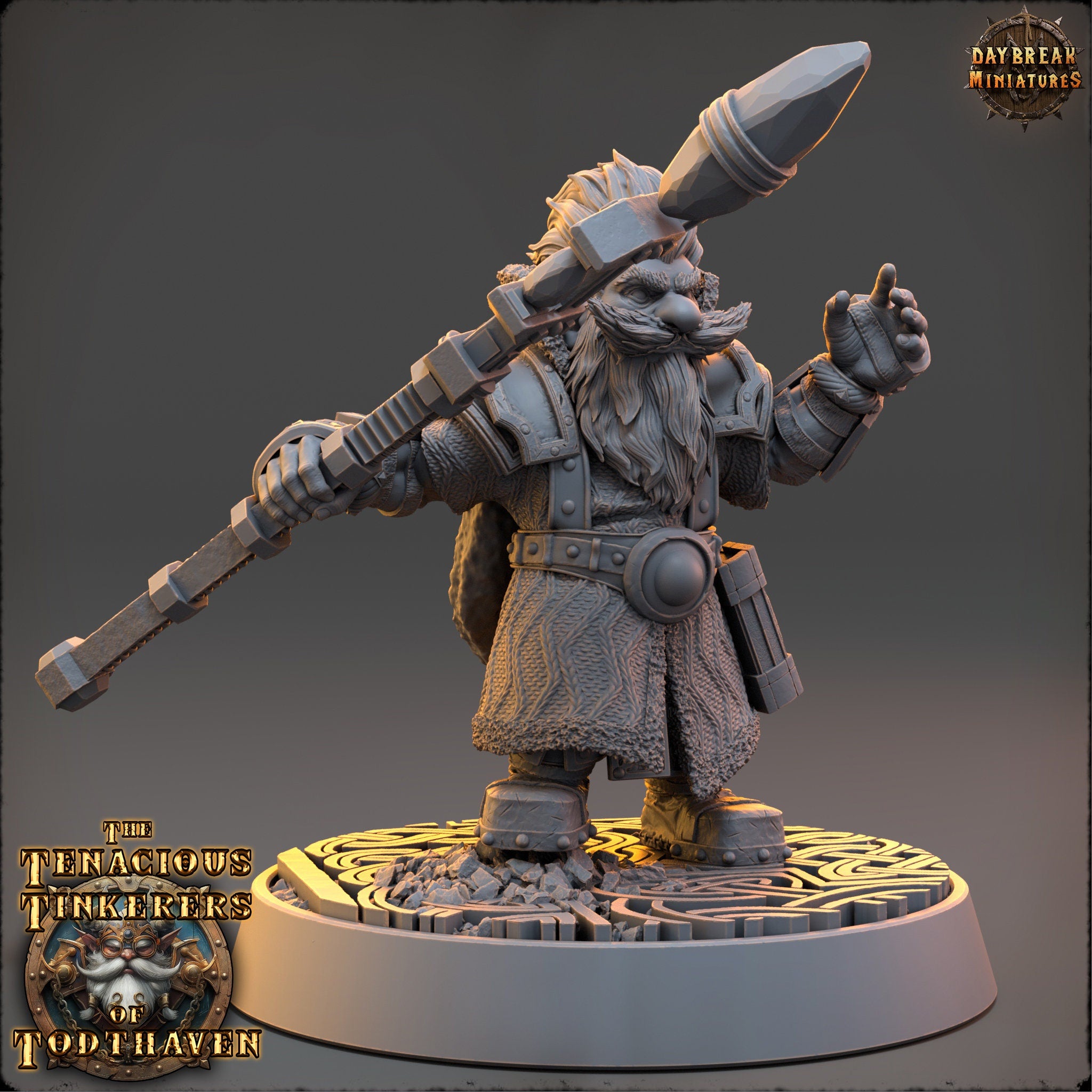 The Tenacious Tinkerers of Todthaven - Heinrich Coppercoil Duke of Todthaven - Dwarves, daybreak miniatures, Pathfinder, Dungeons & Dragons