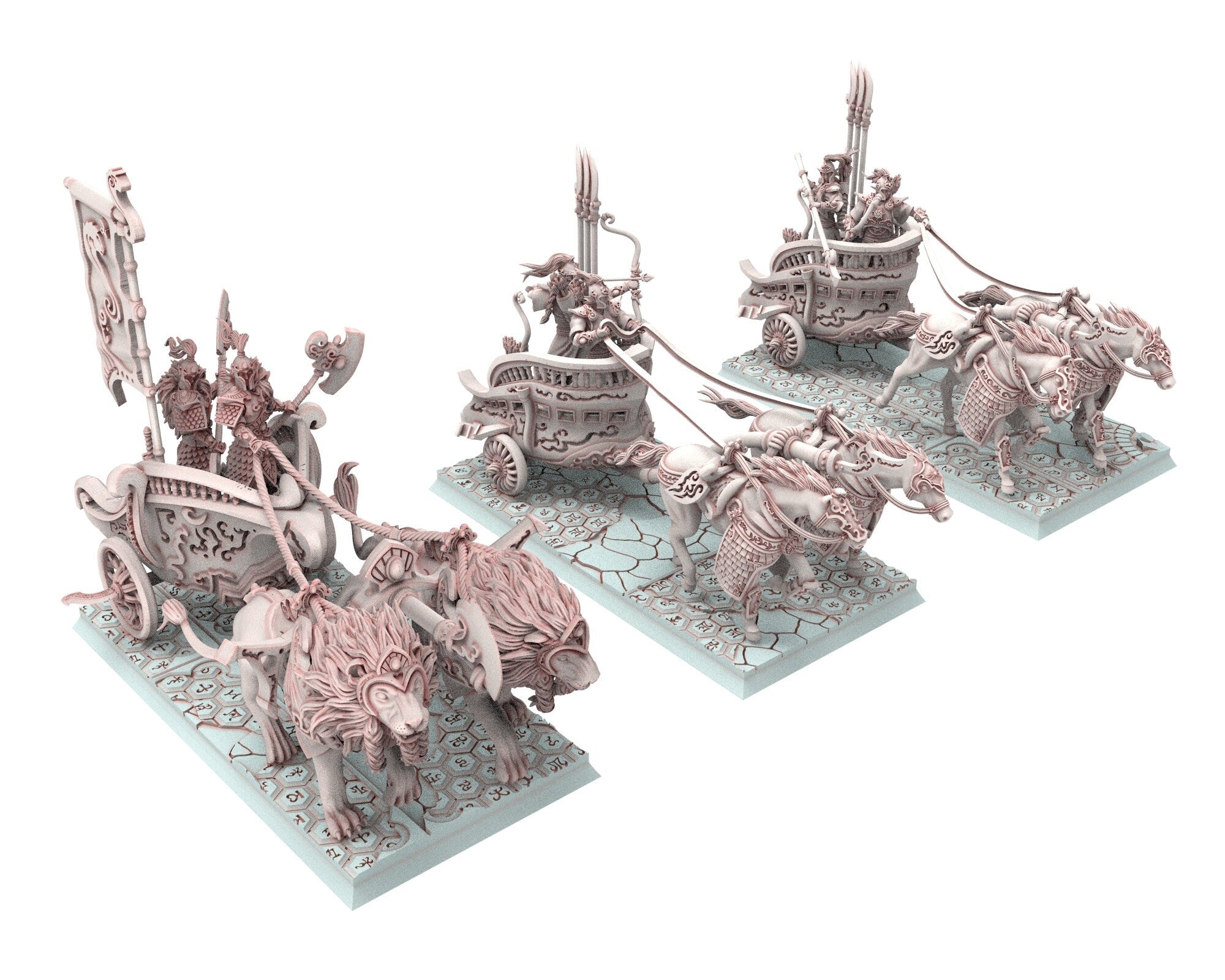 Hight Elves - 32mm x3 Chariots Bundle, Fantasy elves, Insular Kingdom usable for 9th Age, Fantasy Battle, Oldhammer, King of war, D&D