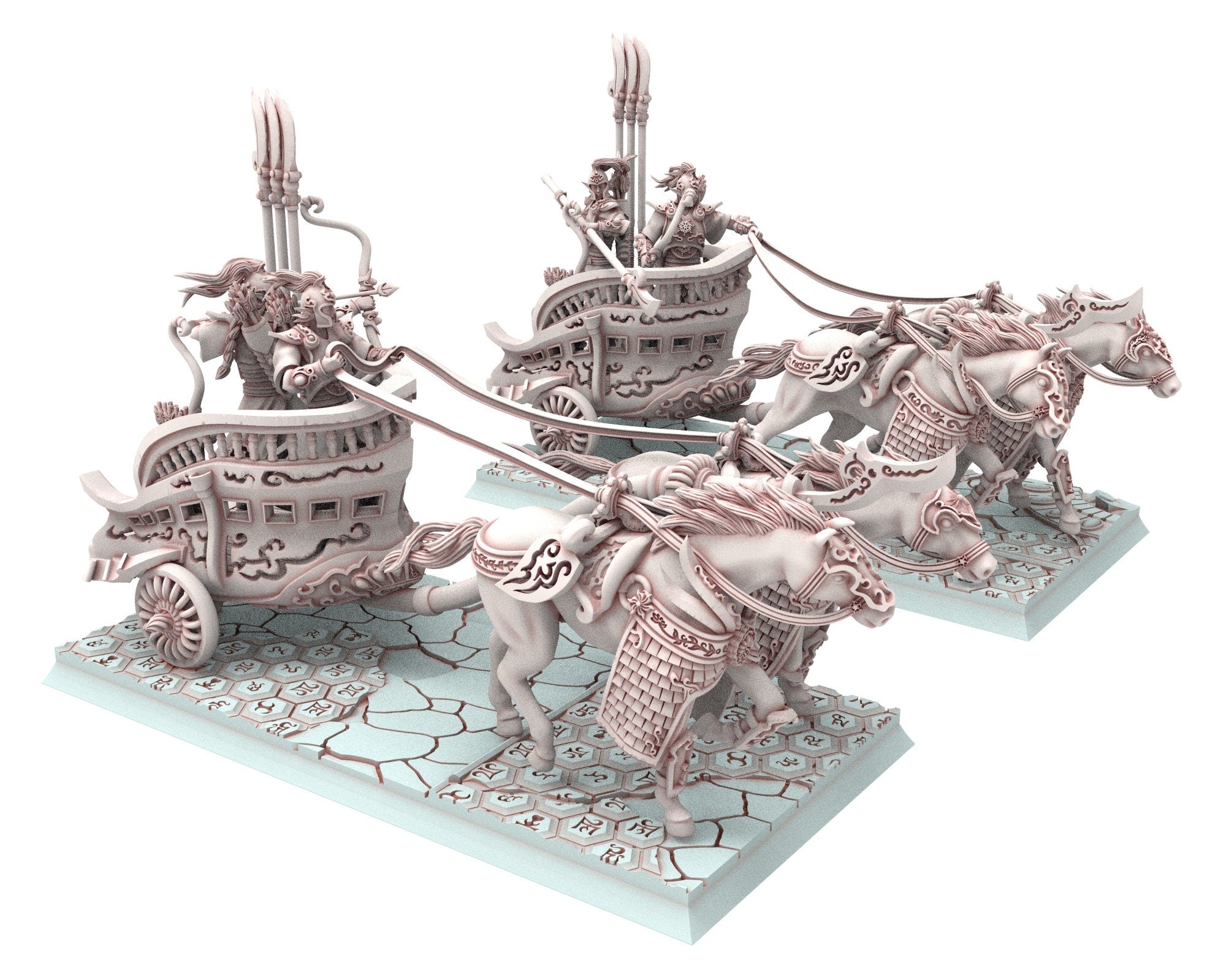 Hight Elves - 32mm Lion Chariots, Fantasy elves, Insular Kingdom usable for 9th Age, Fantasy Battle, Oldhammer, King of war, D&D