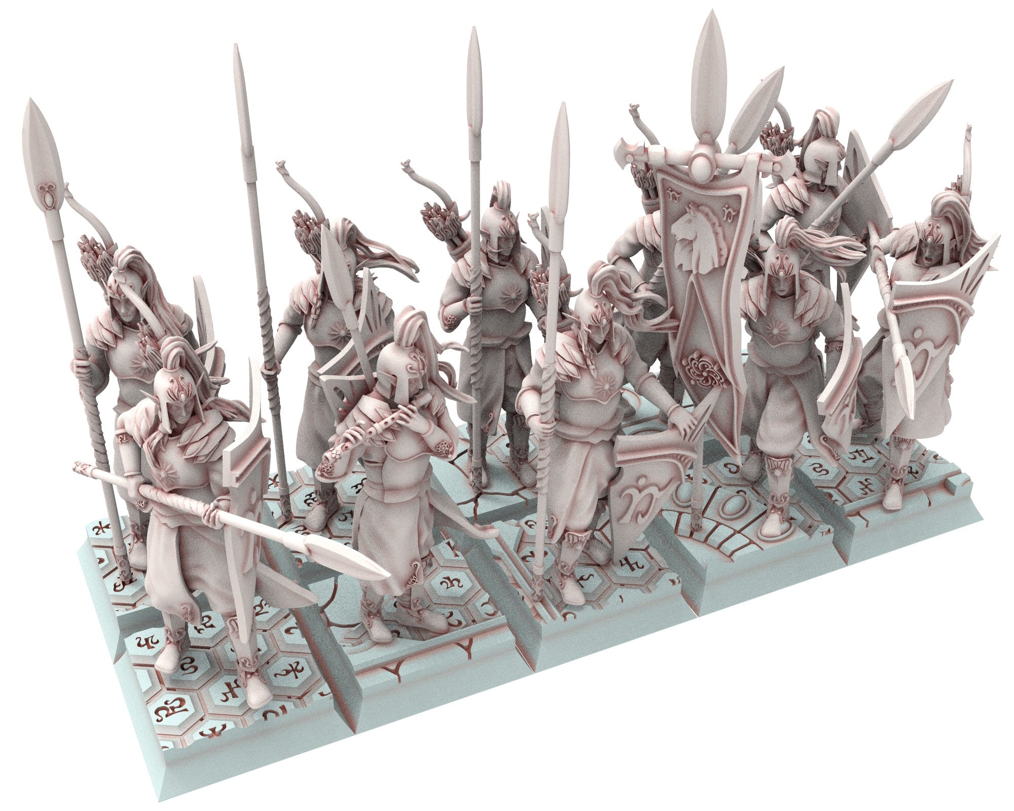 Hight Elves - 28mm Spearmen with Bows, Fantasy elves, Insular Kingdom usable for 9th Age, Fantasy Battle, Oldhammer, King of war, D&D