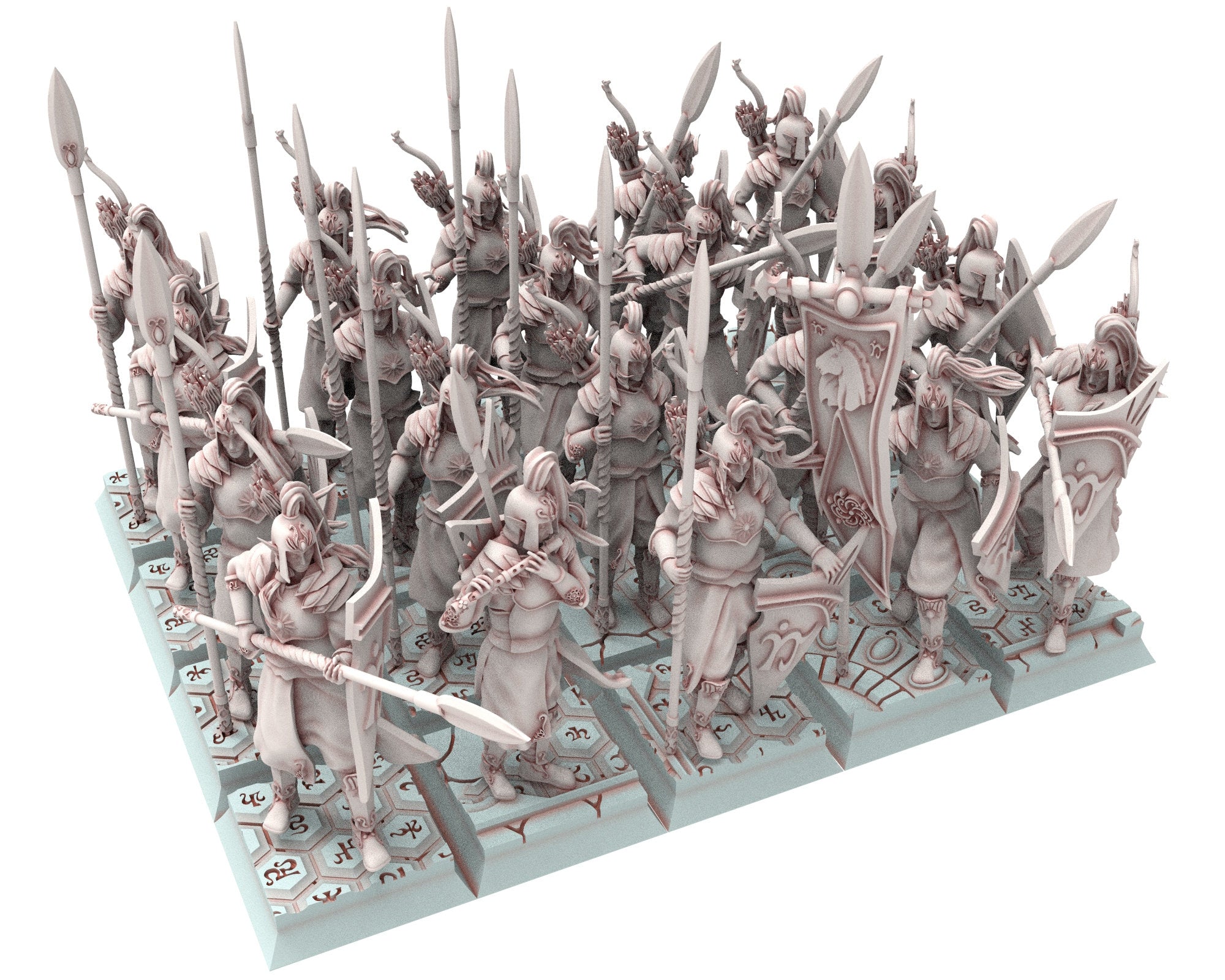 Hight Elves - 32mm Spearmen with Bows, Fantasy elves, Insular Kingdom usable for 9th Age, Fantasy Battle, Oldhammer, King of war, D&D