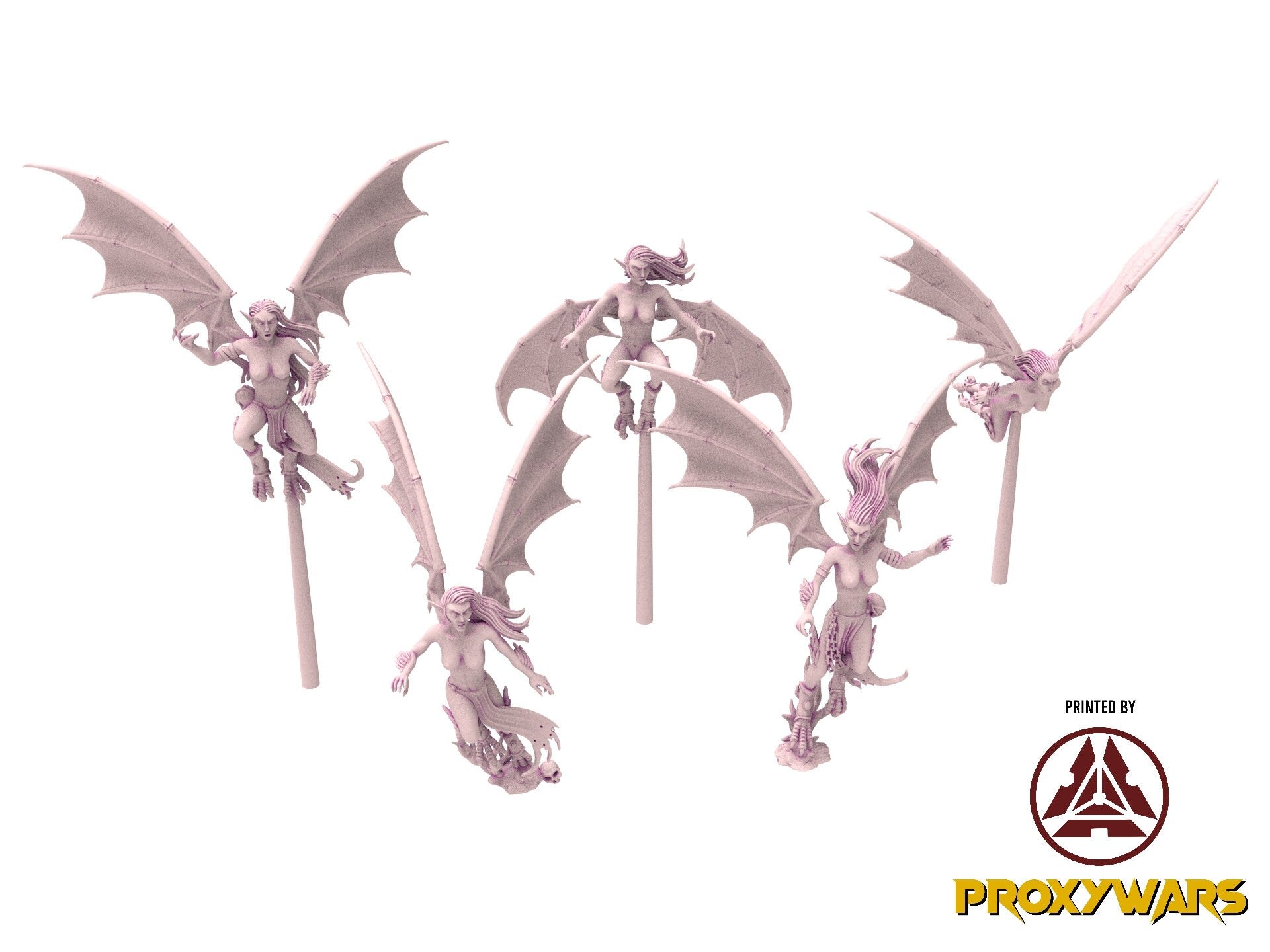 Dark Elves - 32mm Harpies x5, dark elves, Merciless north pillars usable for 9th Age, Fantasy Battle, Oldhammer, King of war, D&D...