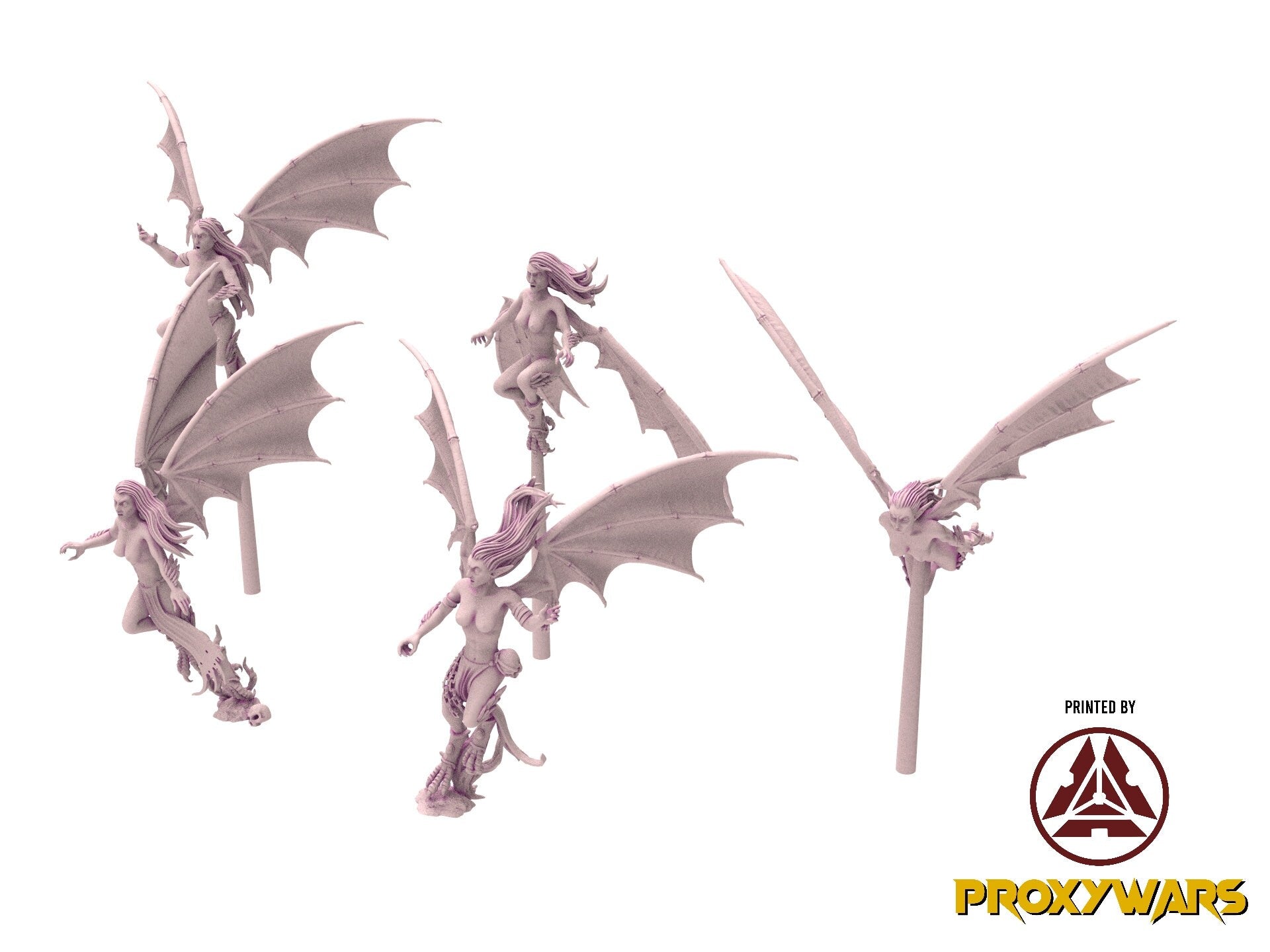 Dark Elves - 28mm Harpies x5, dark elves, Merciless north pillars usable for 9th Age, Fantasy Battle, Oldhammer, King of war, D&D...