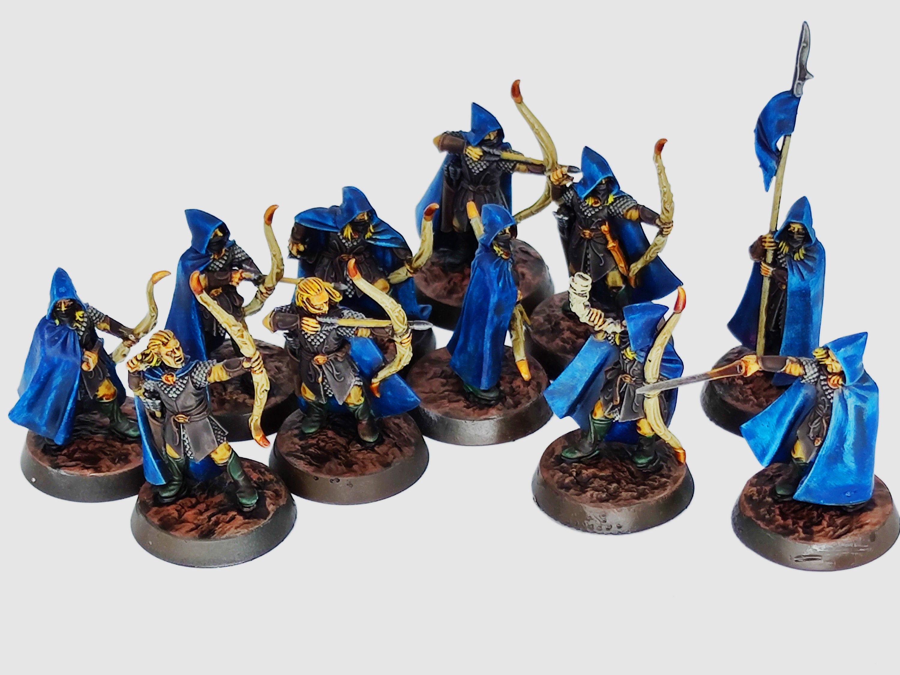 Darkwood - Rangers Wood elves Warriors with Bows complete unit, Middle rings miniatures for wargame D&D, LOTR, Medbury miniatures