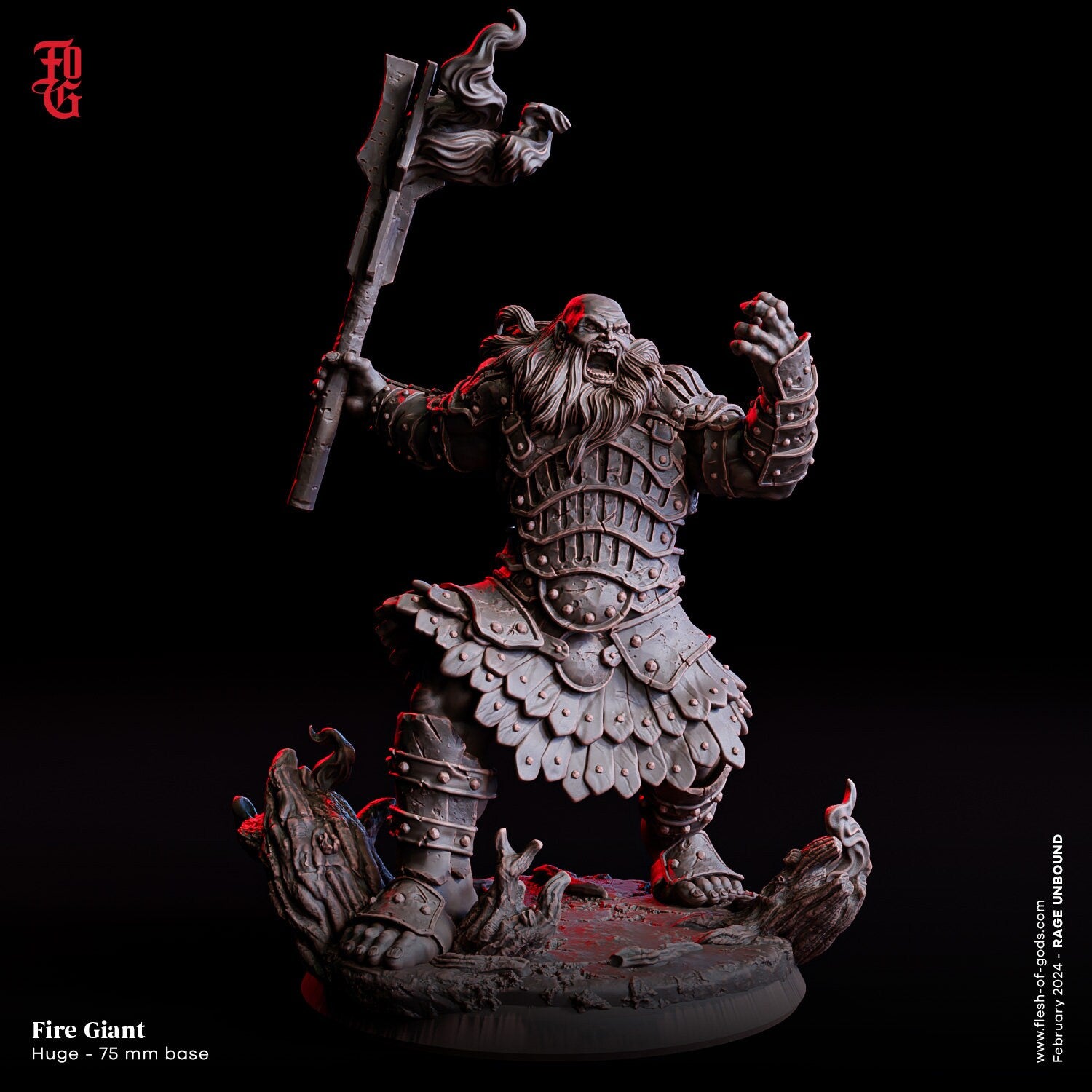 Rage Unbound - Enemy - Fire Giant 75mm, The Nightfall Cult, Ennemy, Flesh of Gods, for Wargames, Dungeons & Dragons TTRPG