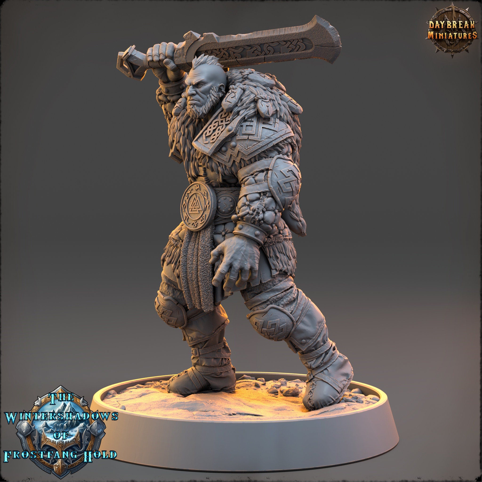 Vikings - Eirik Frostbeard - The Wintershadows of Frostfang Hold, daybreak miniatures, for Wargames, Pathfinder, Dungeons & Dragons