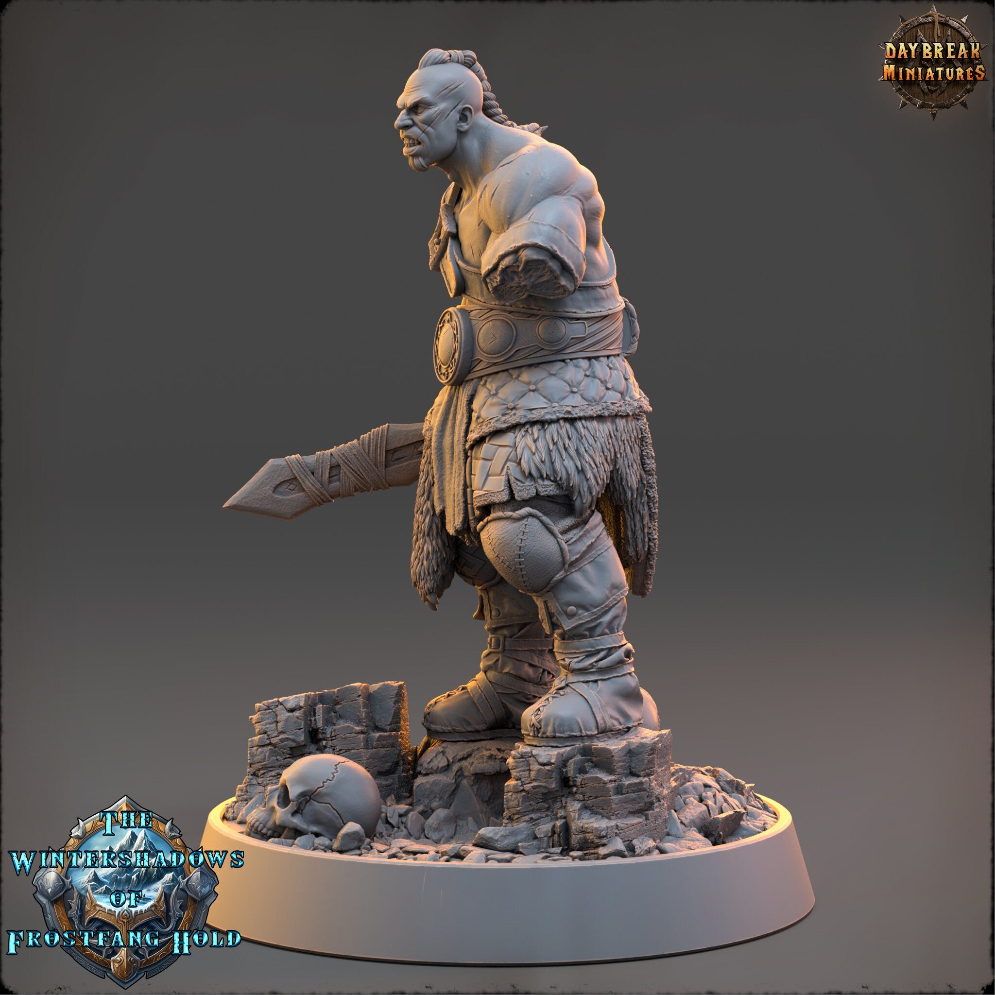 Vikings - Gunnolf Ironjaw - The Wintershadows of Frostfang Hold, daybreak miniatures, for Wargames, Pathfinder, Dungeons & Dragons