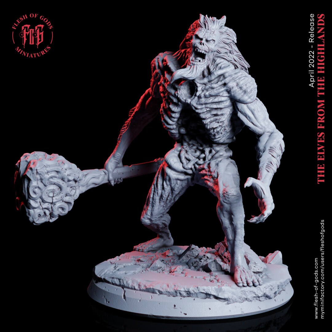 The Elves From The Highlands - Boss - Mountain Yeti, protectors of their home, Flesh of Gods, for Wargames, Dungeons & Dragons TTRPG