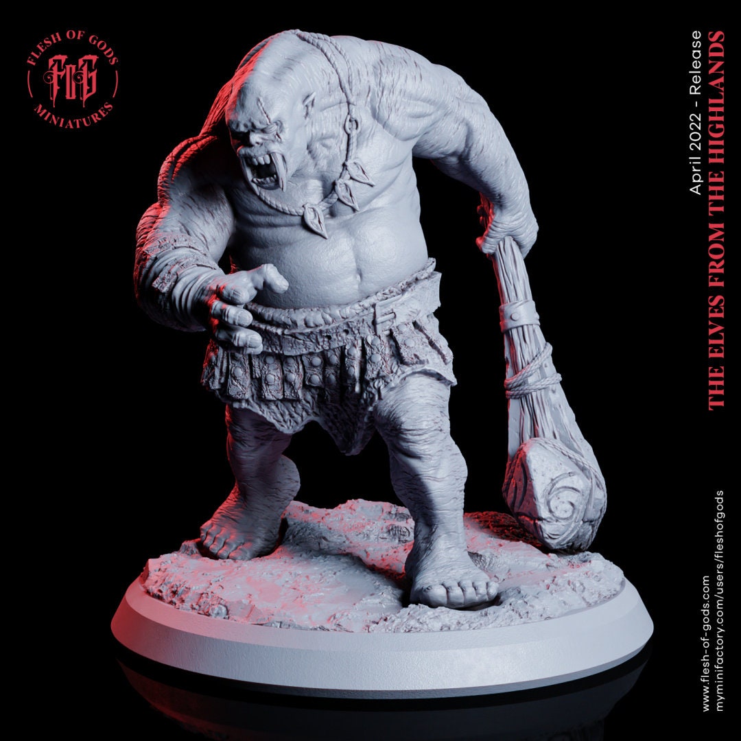 The Elves From The Highlands - Monster - Mountain Ogre, protectors of their home, Flesh of Gods, for Wargames, Dungeons & Dragons TTRPG