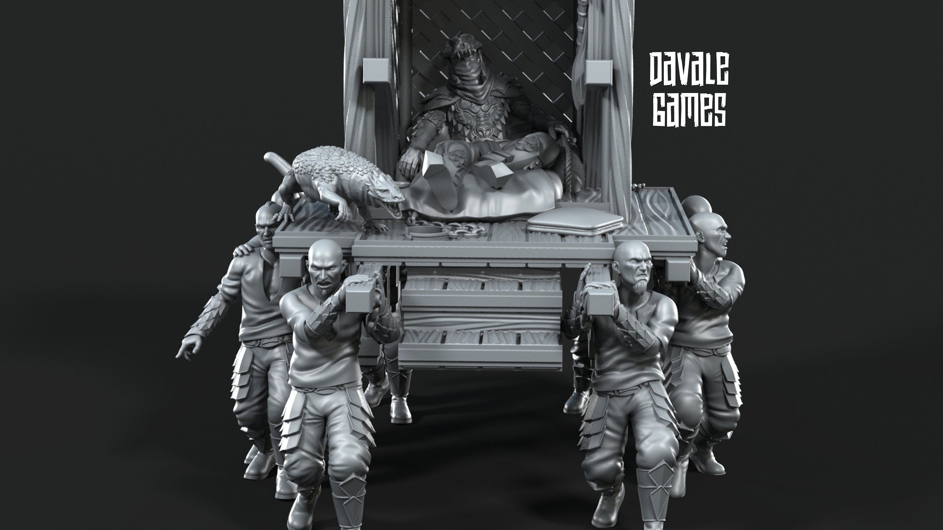 Easterlings - Dragon Army King on palanquin - Fantasy, davale games, for Wargames, Pathfinder, Dungeons & Dragons