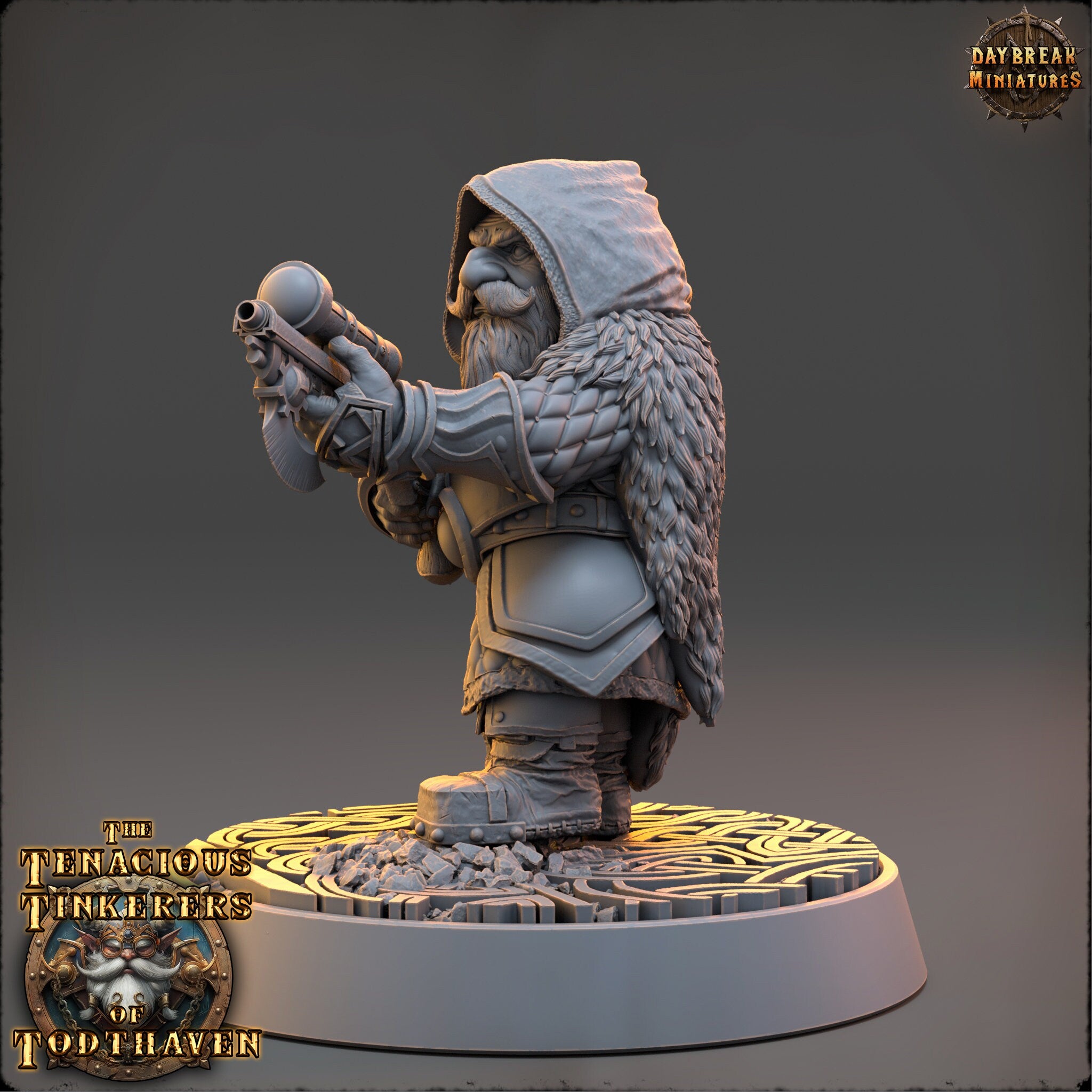 The Tenacious Tinkerers of Todthaven - Albrecht Geargrinder, sight gunner - Dwarves, daybreak miniatures, Pathfinder, Dungeons & Dragons