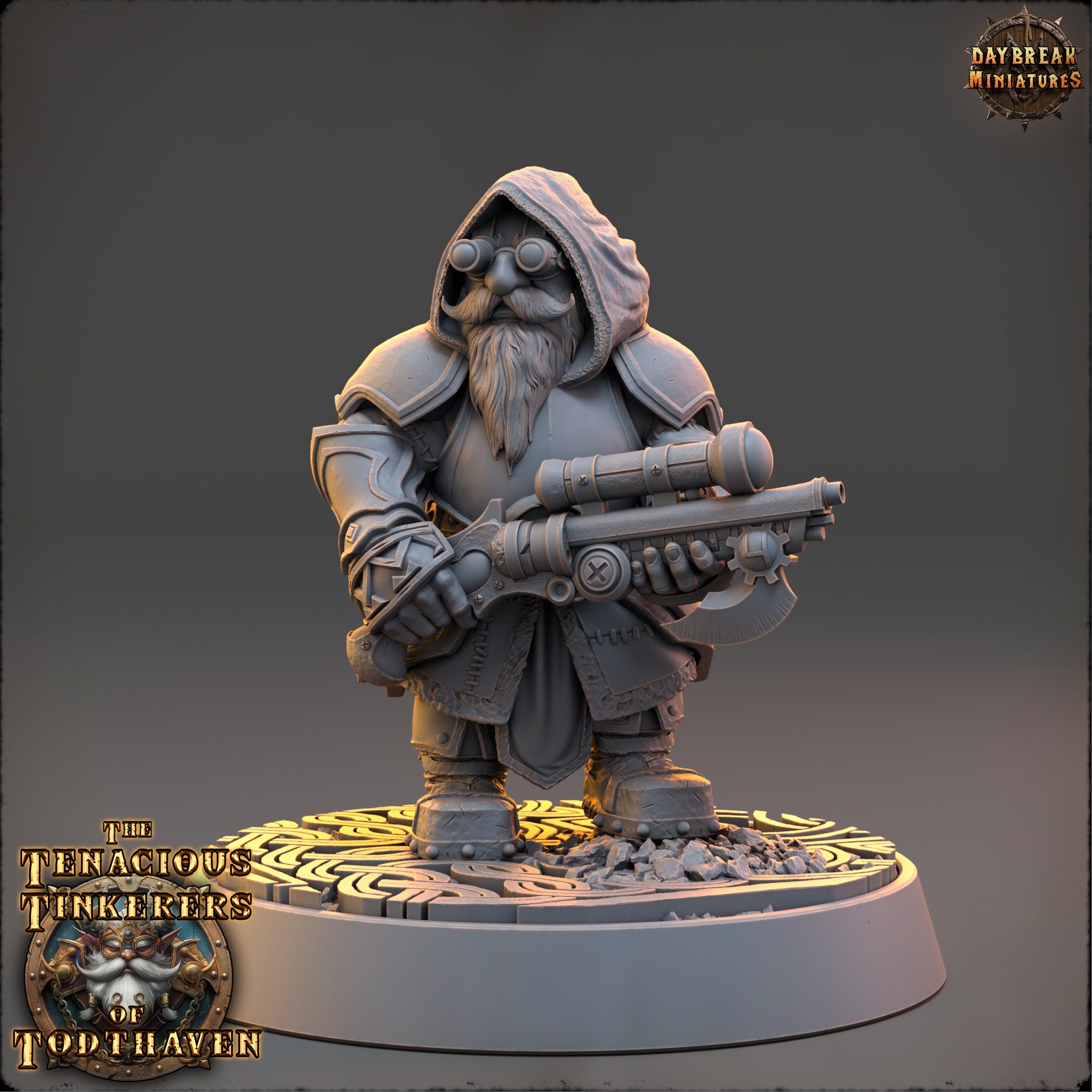 The Tenacious Tinkerers of Todthaven - Friedrich Fluxeye - Dwarves, daybreak miniatures, Pathfinder, Dungeons & Dragons