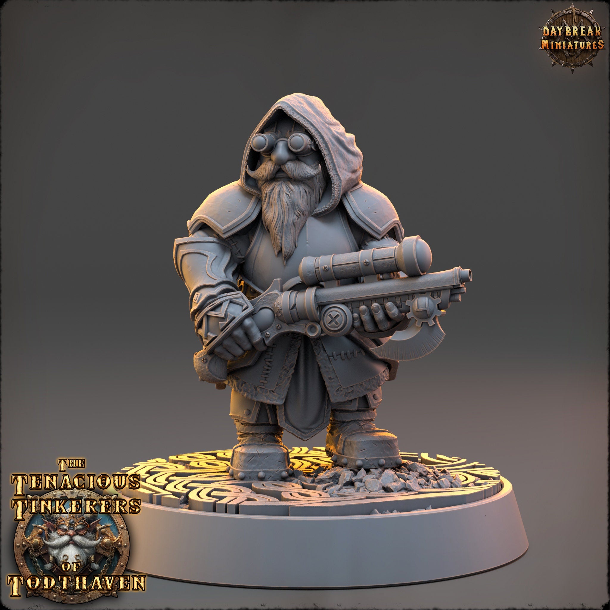 The Tenacious Tinkerers of Todthaven - Friedrich Fluxeye - Dwarves, daybreak miniatures, Pathfinder, Dungeons & Dragons